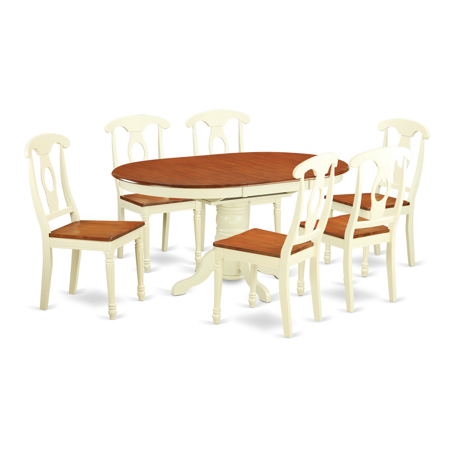 KENL7-WHI-W 7 Pc Dining room set for 6-Oval Dining Table and 6 Dining Chairs