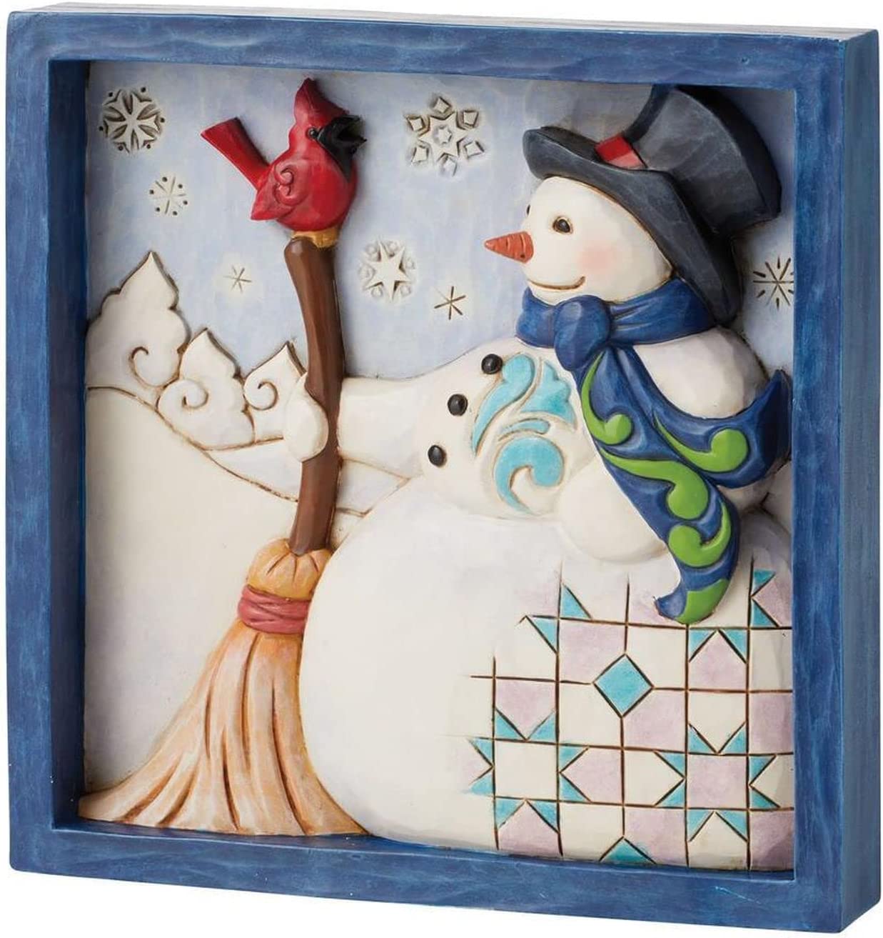 Enesco Jim Shore Heartwood Creek Snowman with Broom Plaque