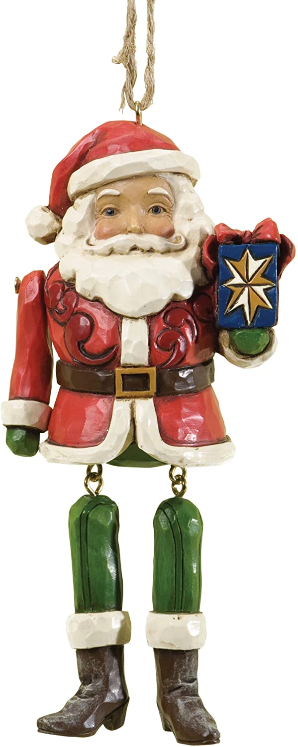 Jim Shore for Enesco Heartwood Creek Santa Dangling Arms Ornament 5.5-Inch
