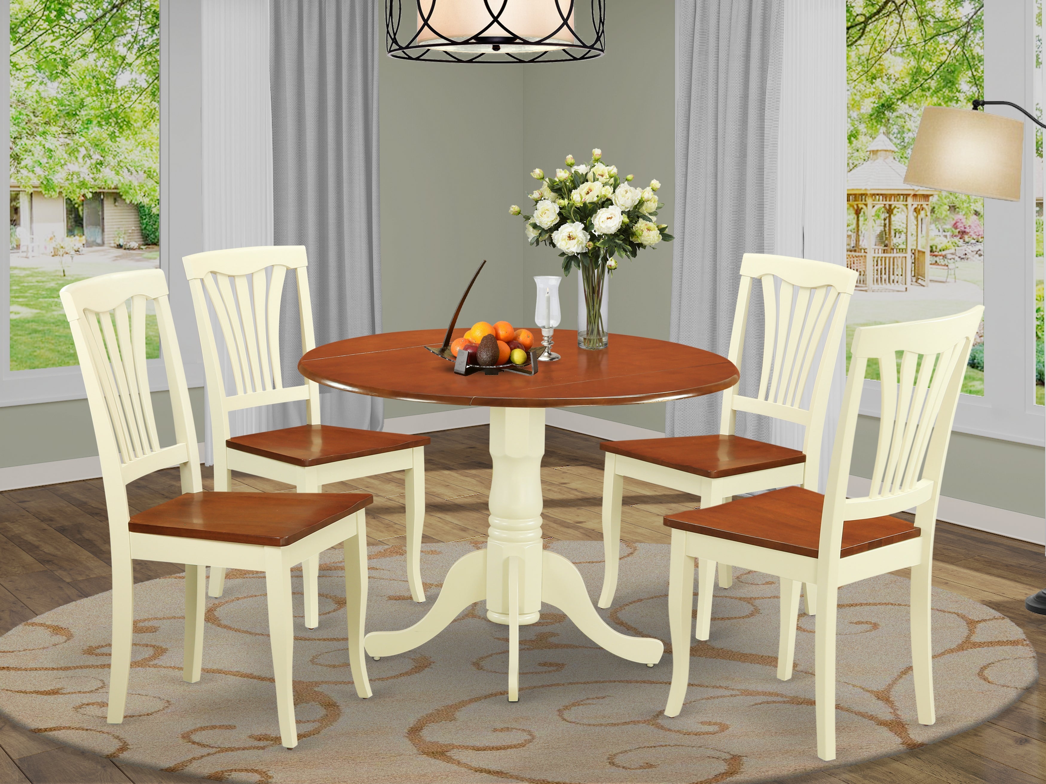 DLAV5-BMK-W 5 Pc Dining set-Round Table and 4 Kitchen Chairs