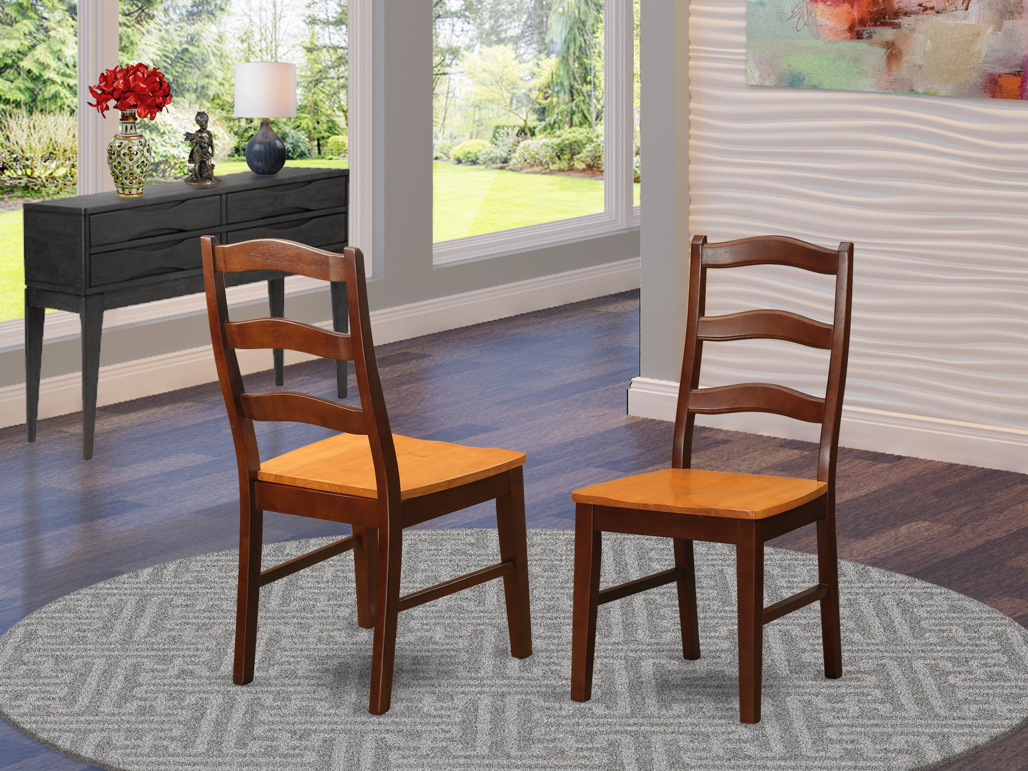 HEC-BRN-W Henley ladder back Chair with Wood Seat