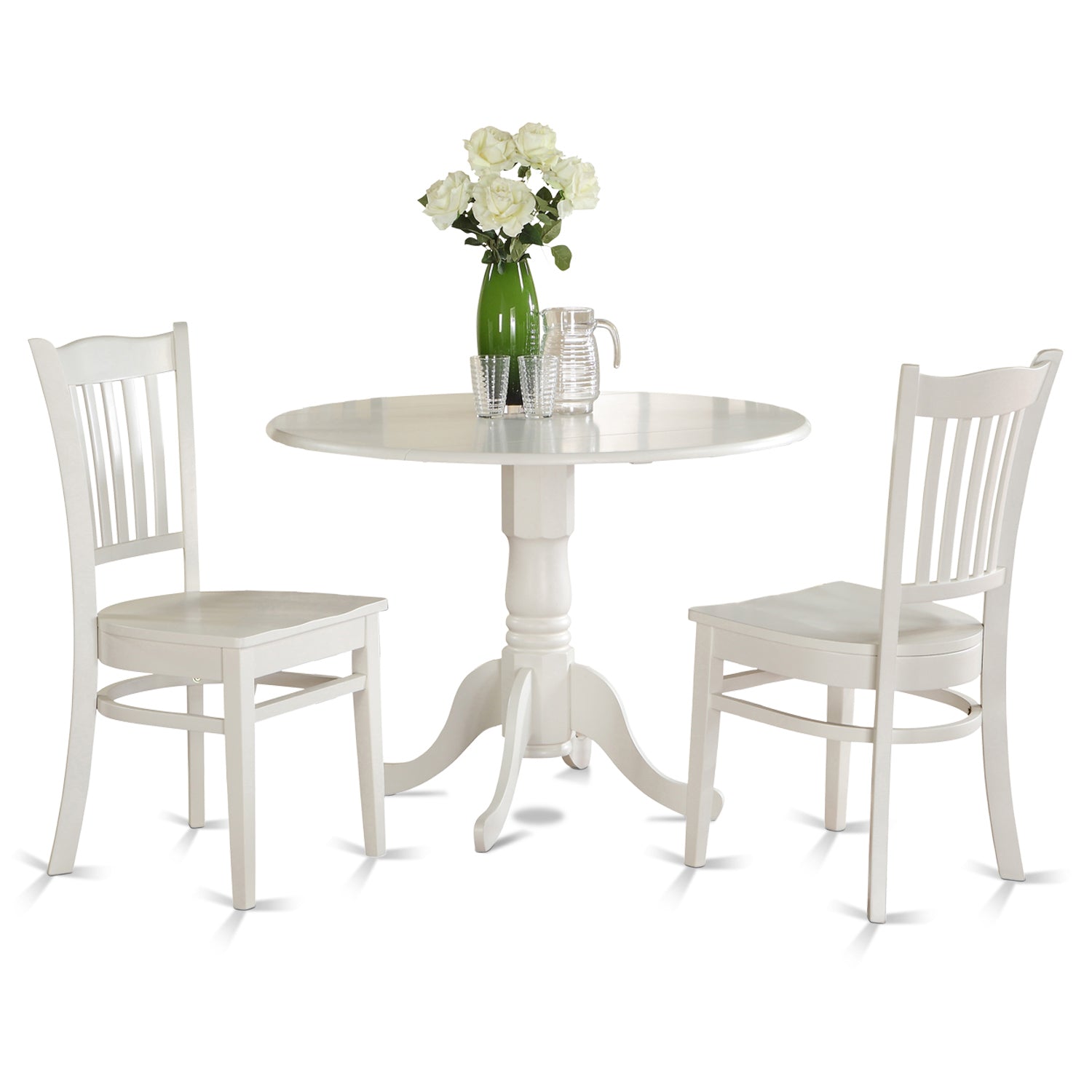 DLGR3-WHI-W 3 PC small Kitchen Table set-Kitchen Table and 2 Kitchen Chairs.
