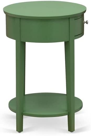 HI-12-ET Solid Wood Mid Century Modern Nightstand W/ Drawer Clover Green Finish