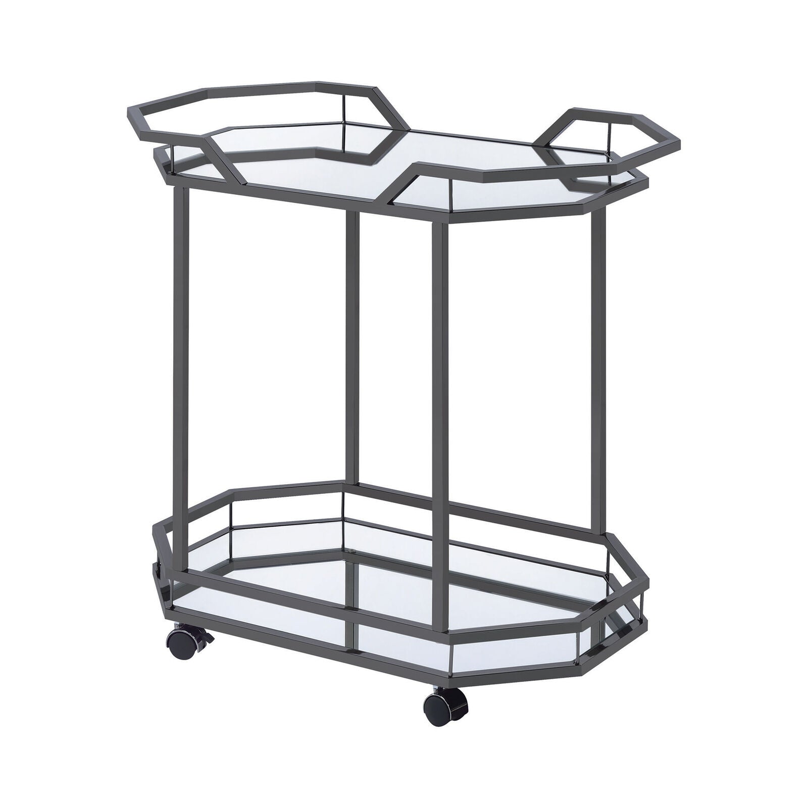 Coaster Modern Retro 2-Tier Mirrored Serving Cart Black Nickel