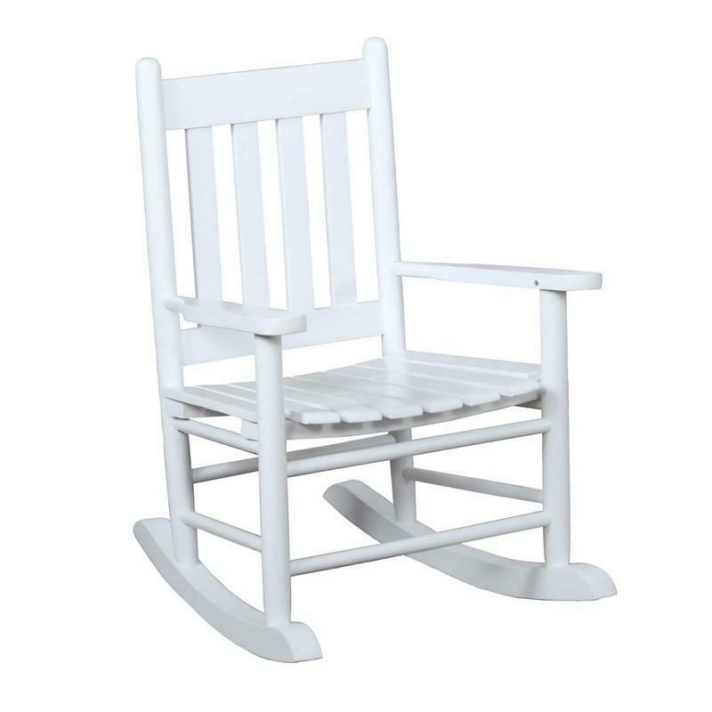 Traditional Country Porch Solid Wood Slat Back Youth Rocking Chair White