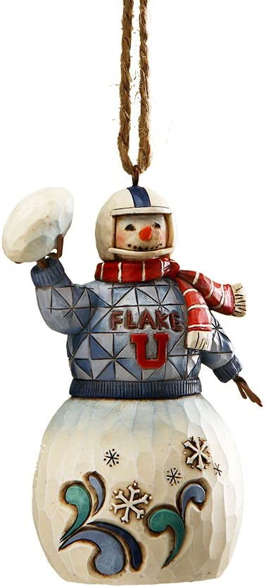 Enesco Jim Shore Heartwood Creek Snowman Playing Football Hanging Ornament