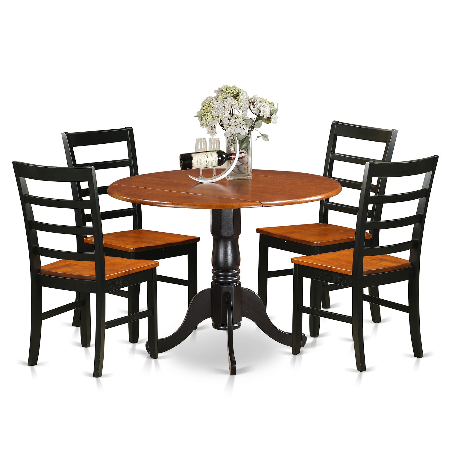DLPF5-BCH-W 5 PC Kitchen Table set-Dining Table and 4 Wooden Kitchen Chairs