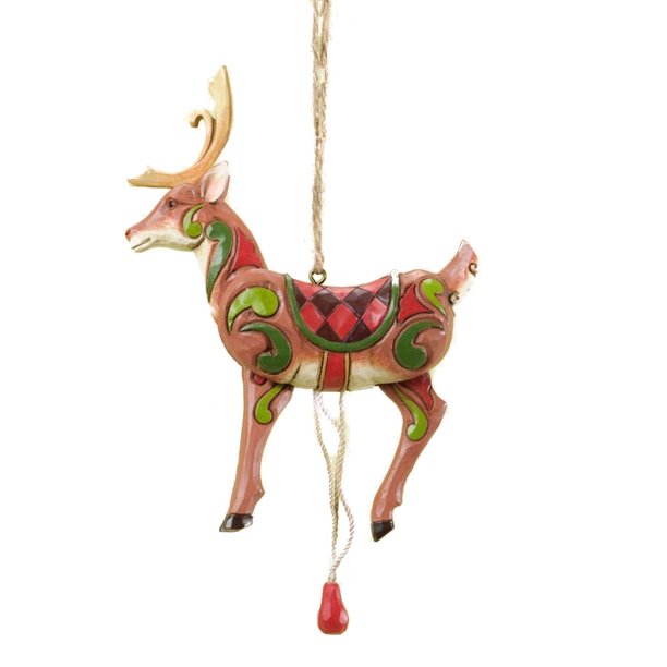 Jim Shore Christmas 4034414 Pull String Reindeer Hanging Ornament