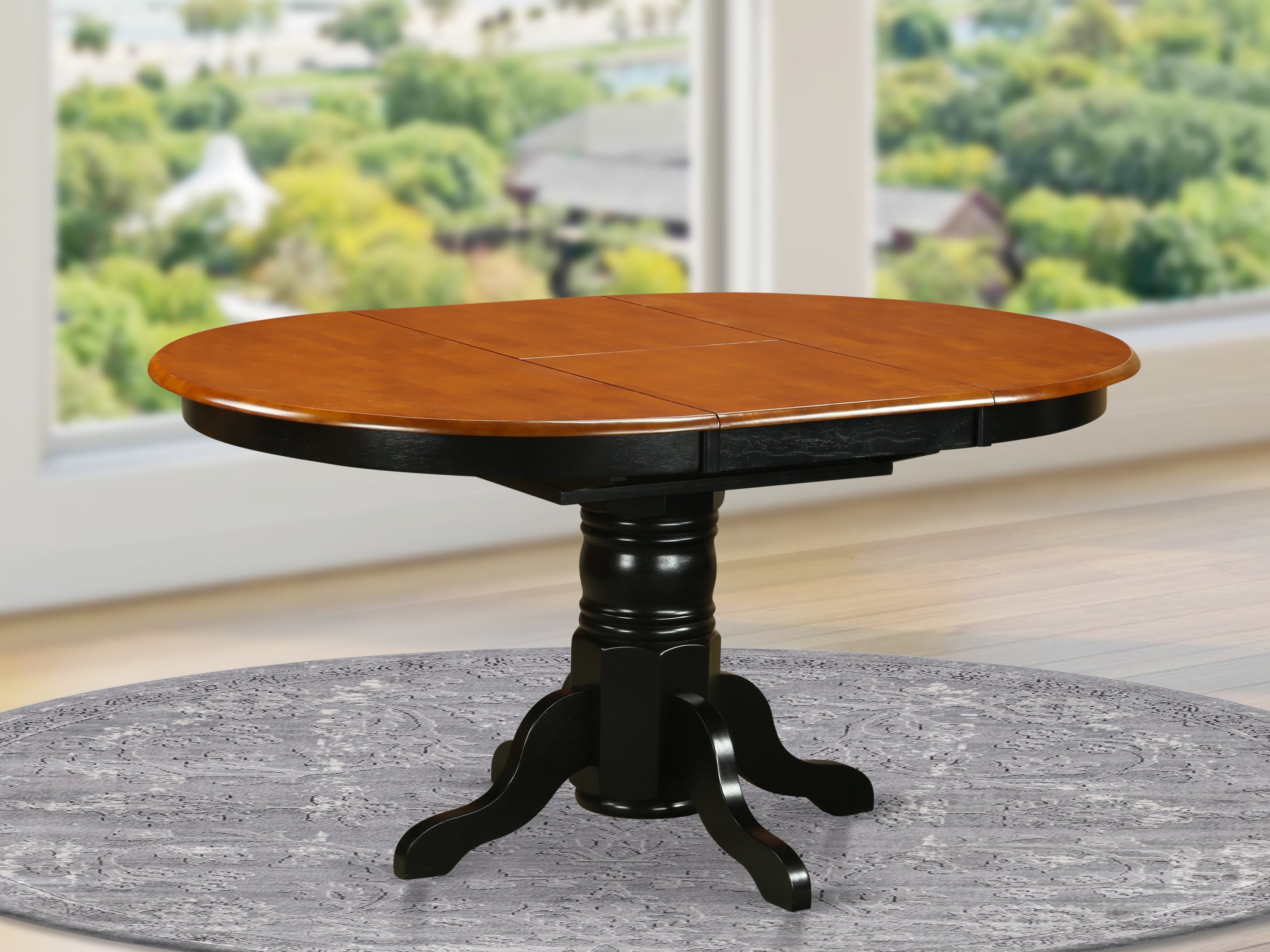 KET-BLK-TP Oval a Pedestal Oval Dining Table 42"x60" with 18" Butterfly Leaf