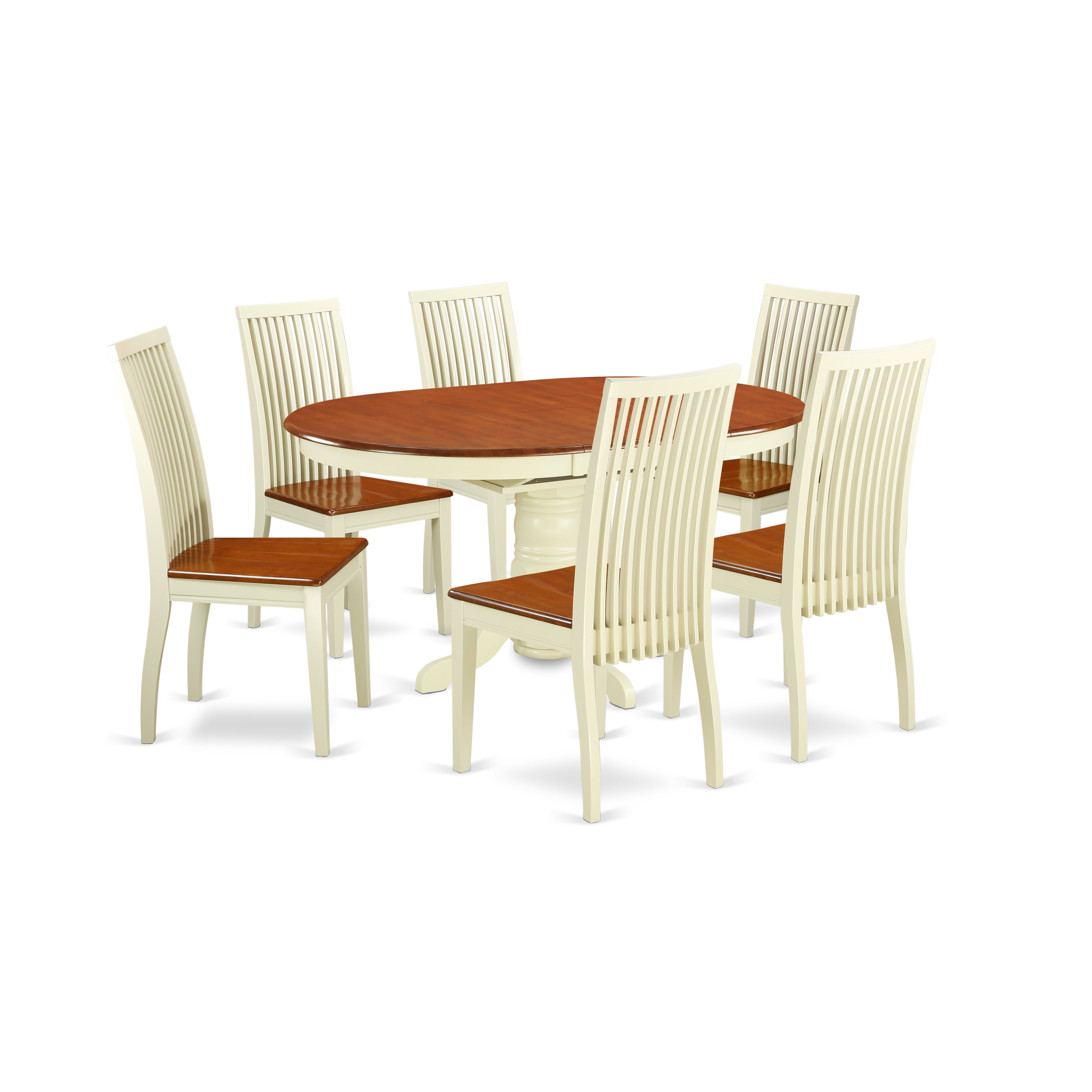 KEIP7-BMK-W 7-Piece dinette set with one Kenley table and 6 dining room chairs in a Buttermilk & Cherry Finish