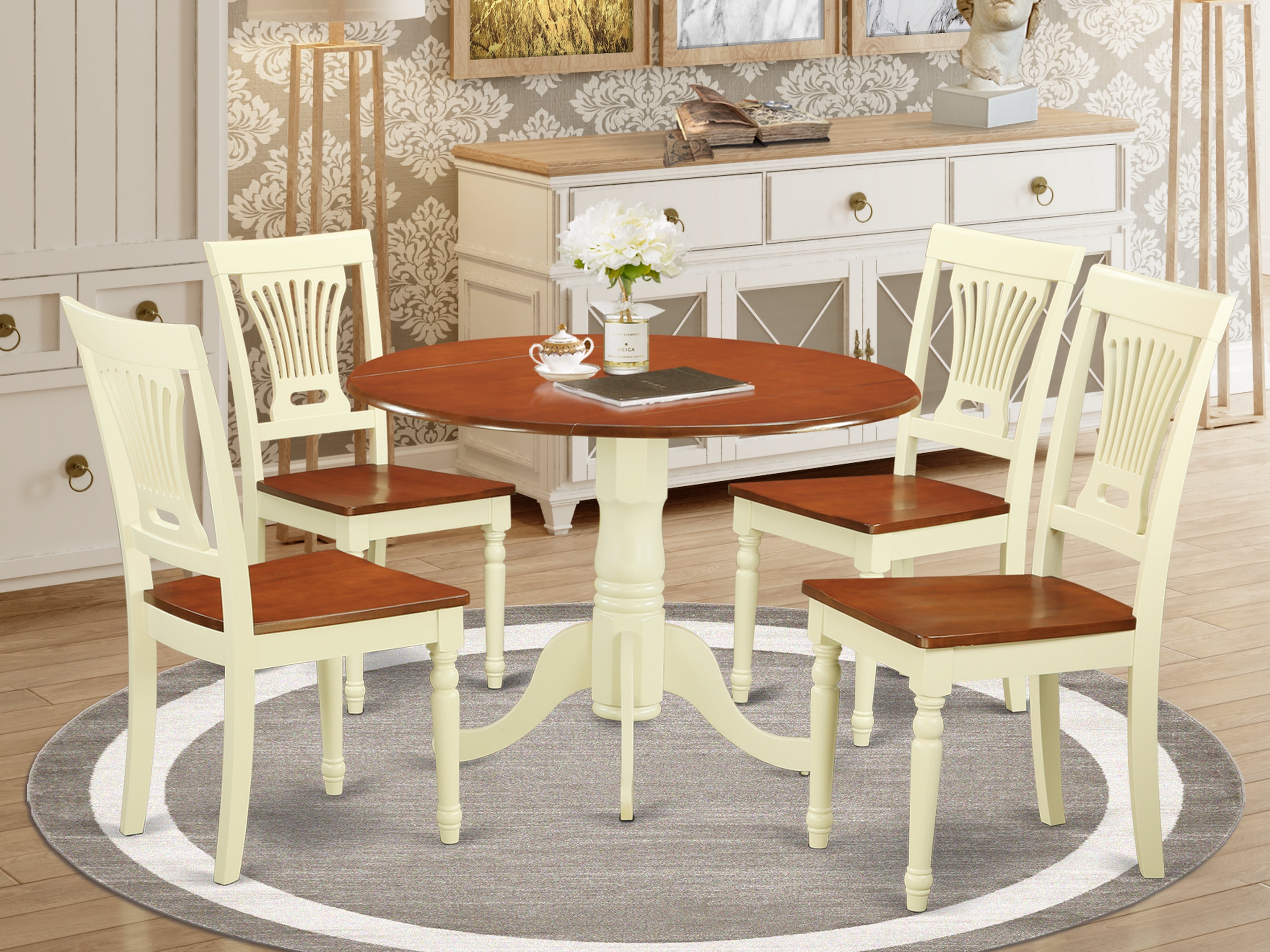 DLPL5-BMK-W 5 PC small Dining set-Dining Table and 4 Dining Chairs