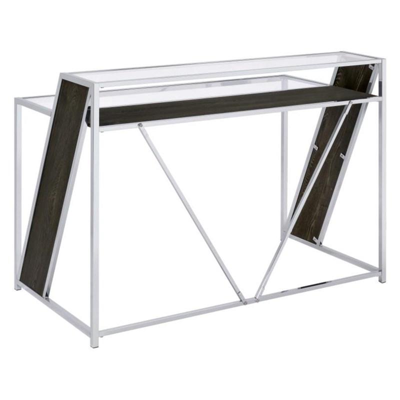 Alamosa Glass Top Home Office Writing Desk Chrome