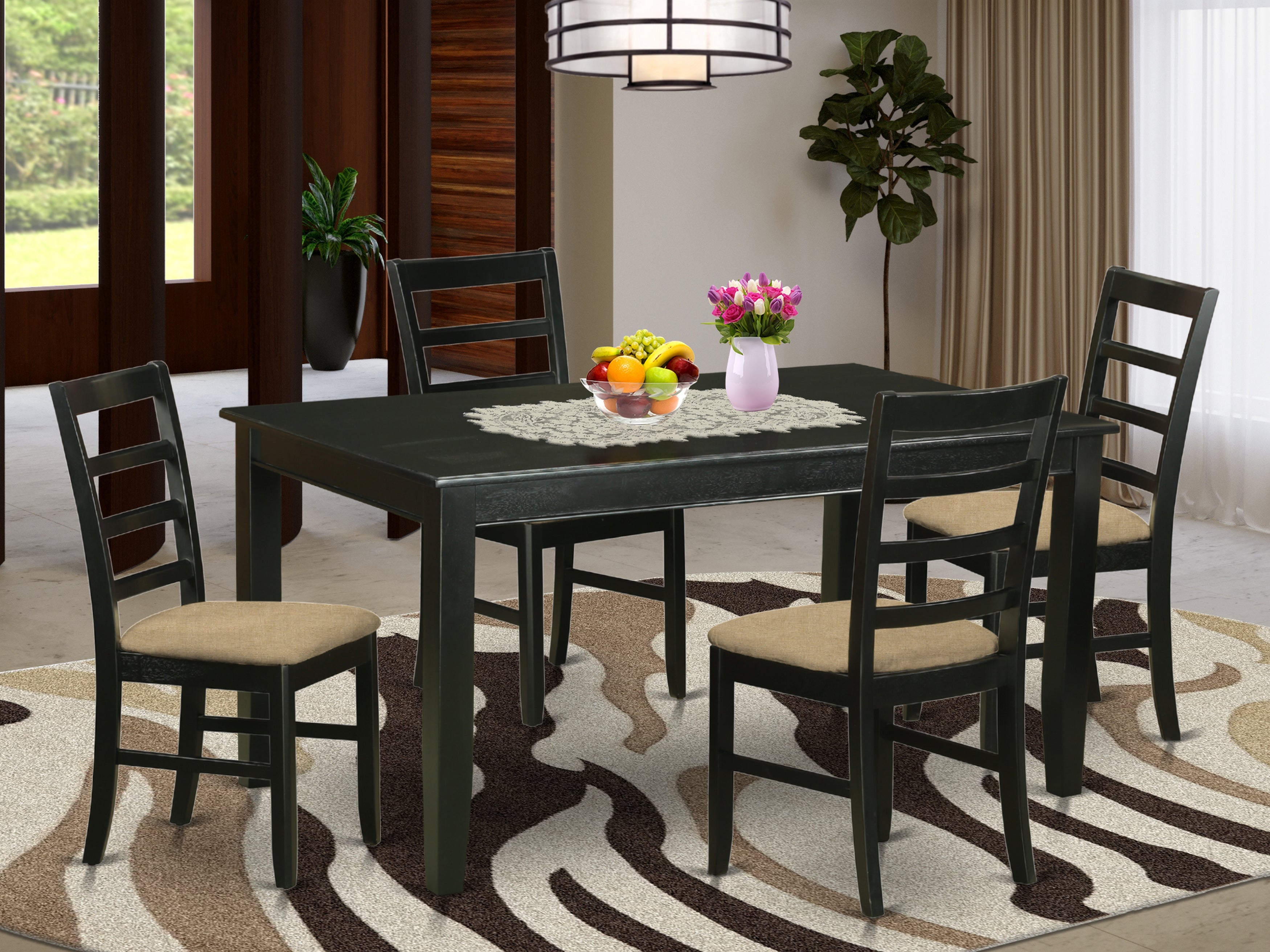 DUPF5-BLK-C 5 PcKitchen Table set for 4-Dining Table and 4 Kitchen Dining Chairs
