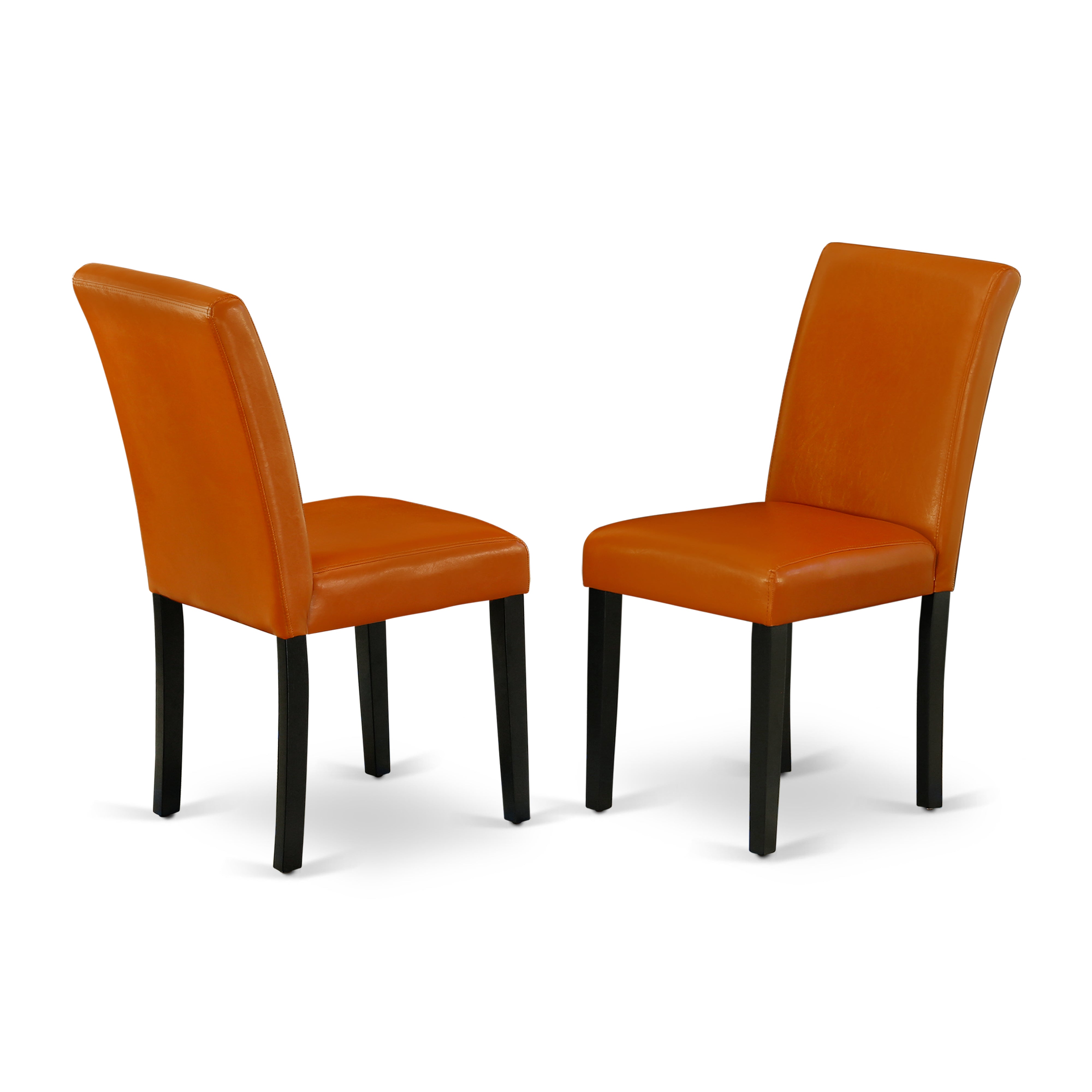DUAB5-BLK-61 5Pc Rectangle 60 Inch Dining Table And Four Parson Chair With Black Leg And Pu Leather Color Baked Bean