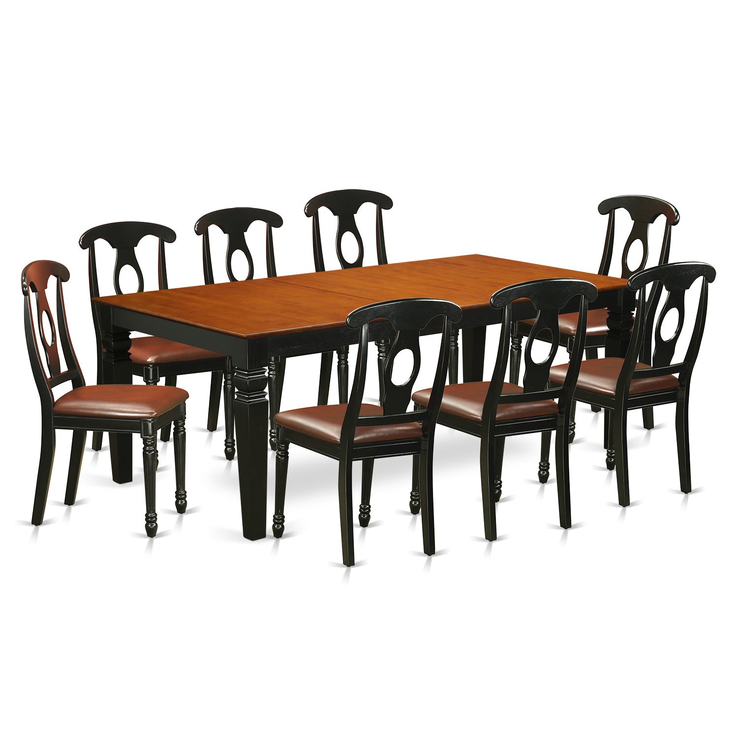 LGKE9-BCH-LC 9 Pc Table and chair set with a Dining Table and 8 Dining Chairs in Black and Cherry