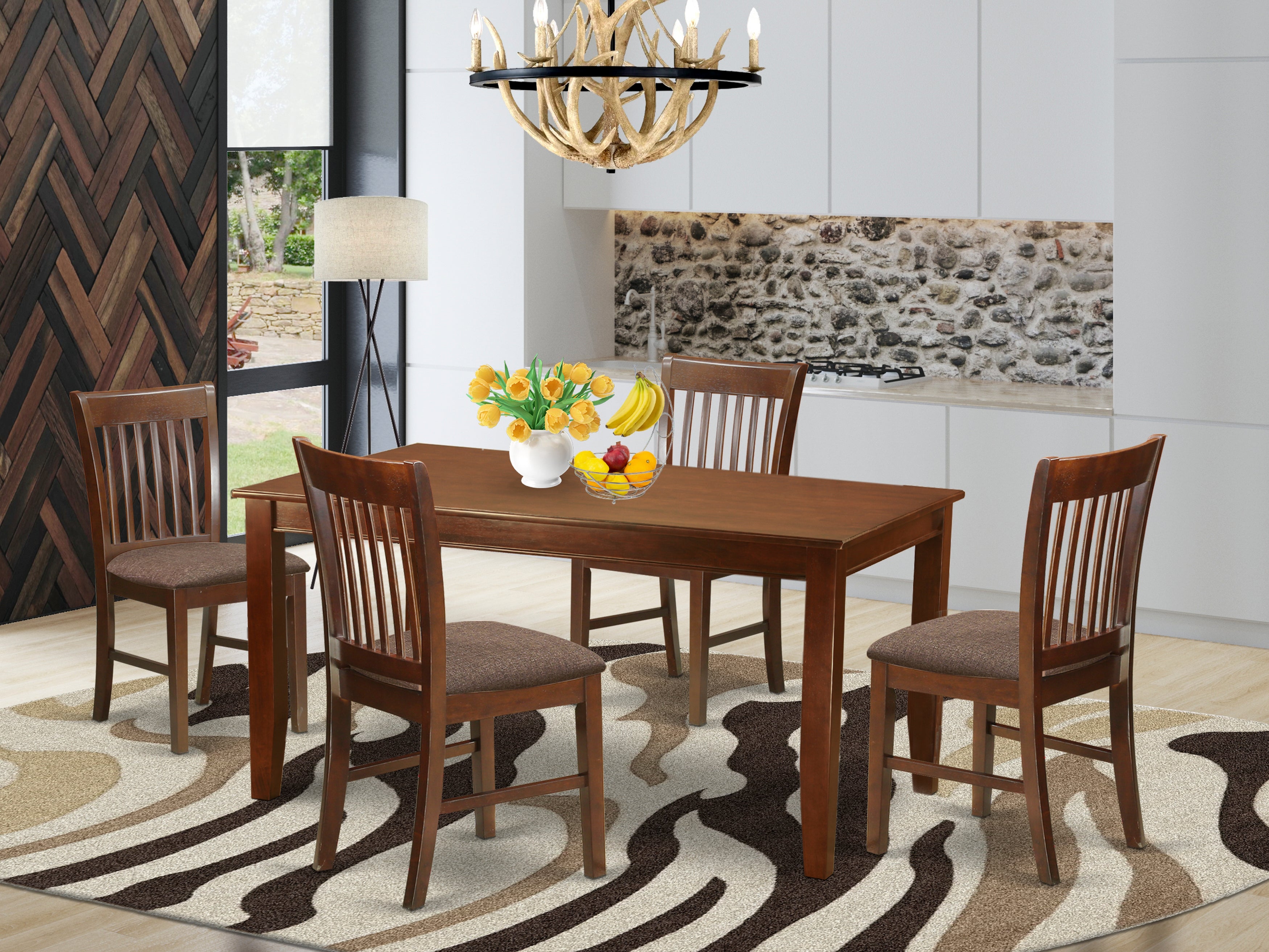 DUNO5-MAH-C 5 Pc Formal Dining room set-Dinette Table and 4 dinette Chairs