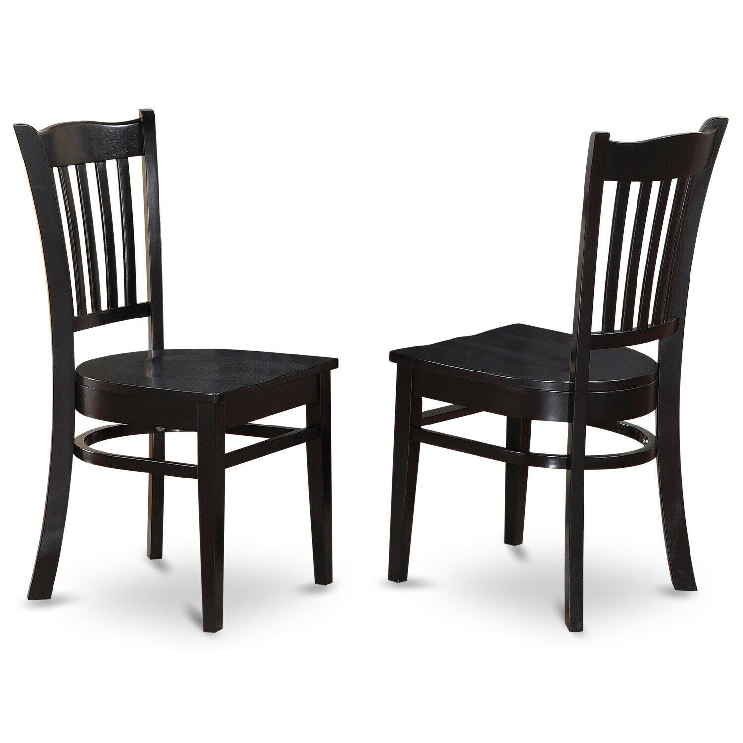Groton Kitchen Dining Chair with Wood Seat - Black Finish - Set of 2