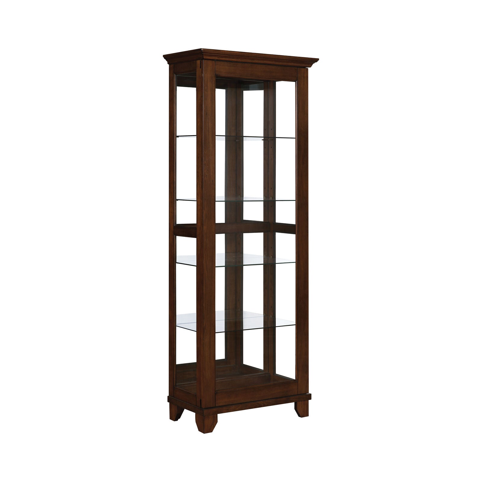 Transitional 5-Shelf Curio Cabinet Chestnut And Clear Adjustable Shelves