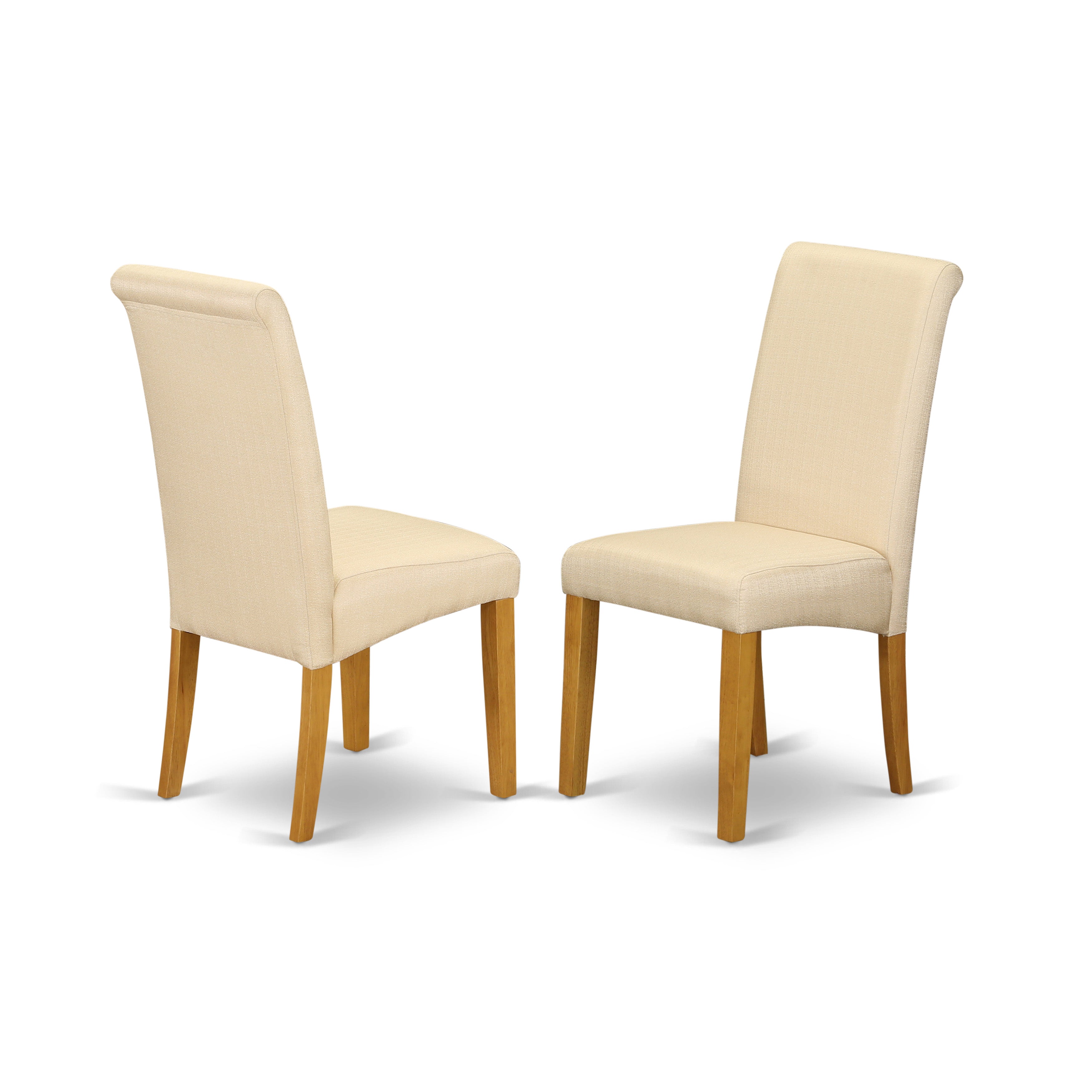 East West Furniture NDBA3-OAK-02 Dining Set 3 Pc - 2 Dining Room Chairs and a Breakfast Table - Oak Finish Wood - Light Baige Color Linen Fabric