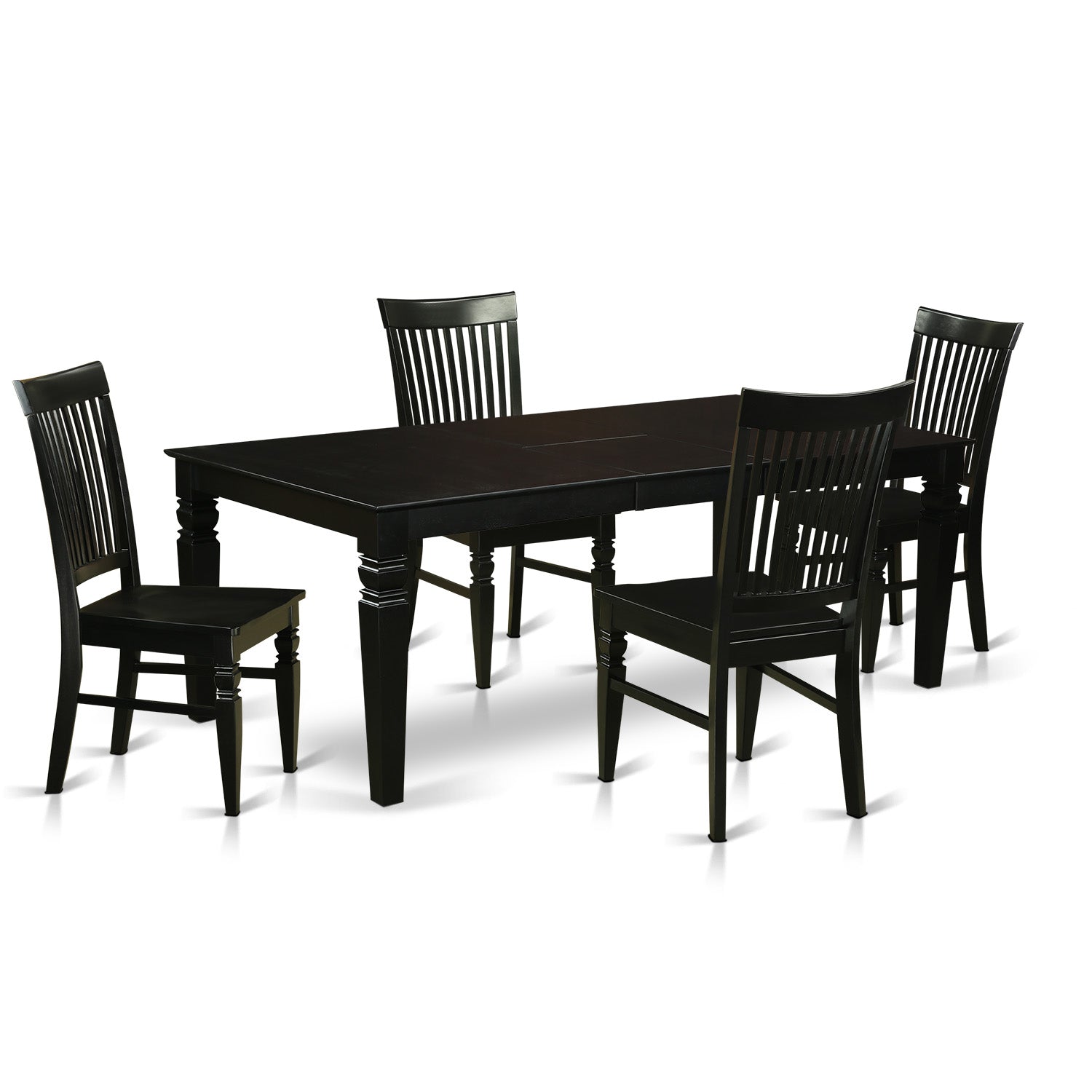 LGWE5-BLK-W 5 Pc Dinette set with a Kitchen Table and 4 Wood Dining Chairs in Black