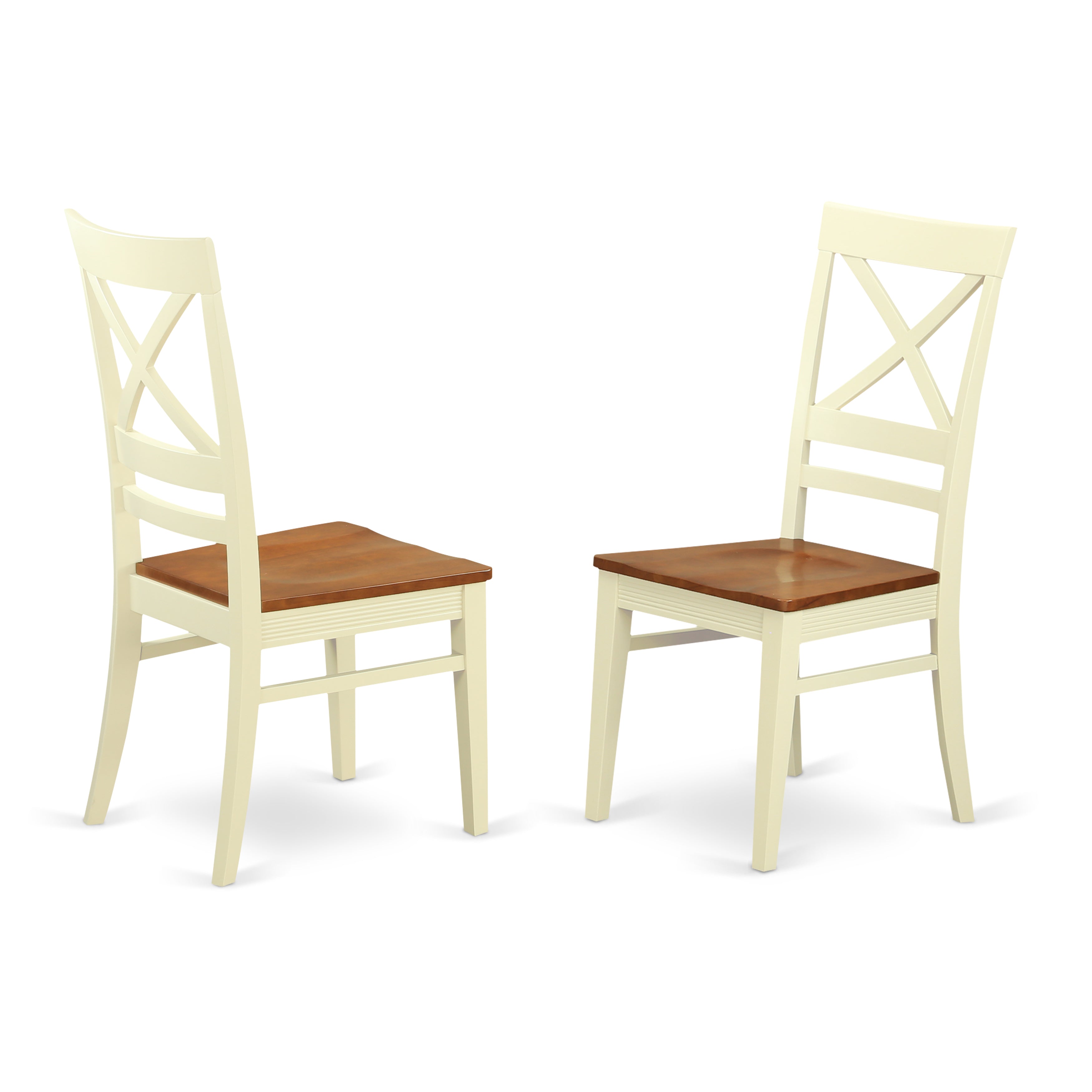 East West Furniture MZQU3-WHI-W 3 Pieces Dining Table set - Heavy Duty Drop Leaf Real Wood Rectangular Table and 2 Hardwood Seat Kitchen Chairs, Buttermilk and Cherry Finish
