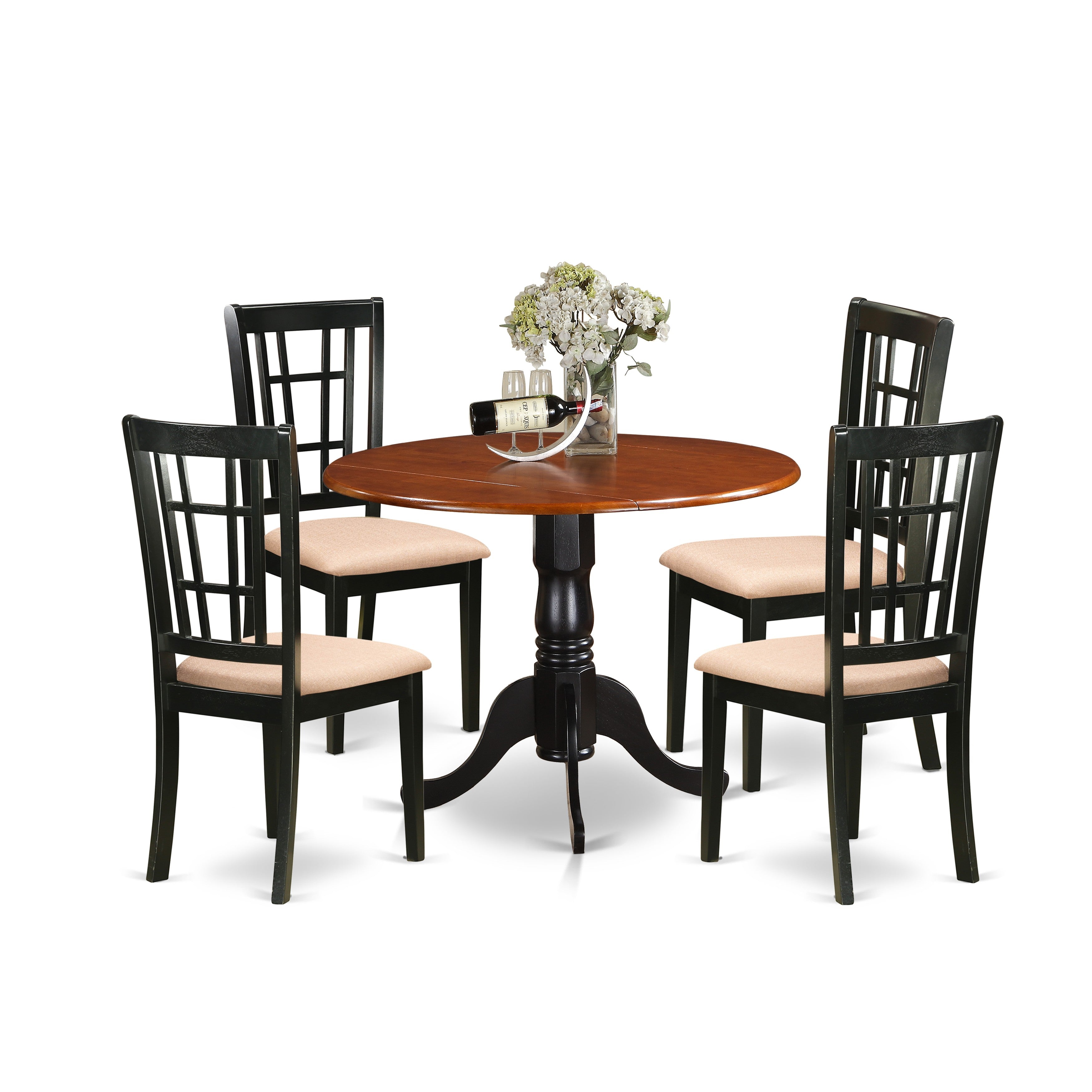 DLNI5-BCH-C 5 PC Kitchen Table set-Dining Table and 4 Wood Kitchen Chairs