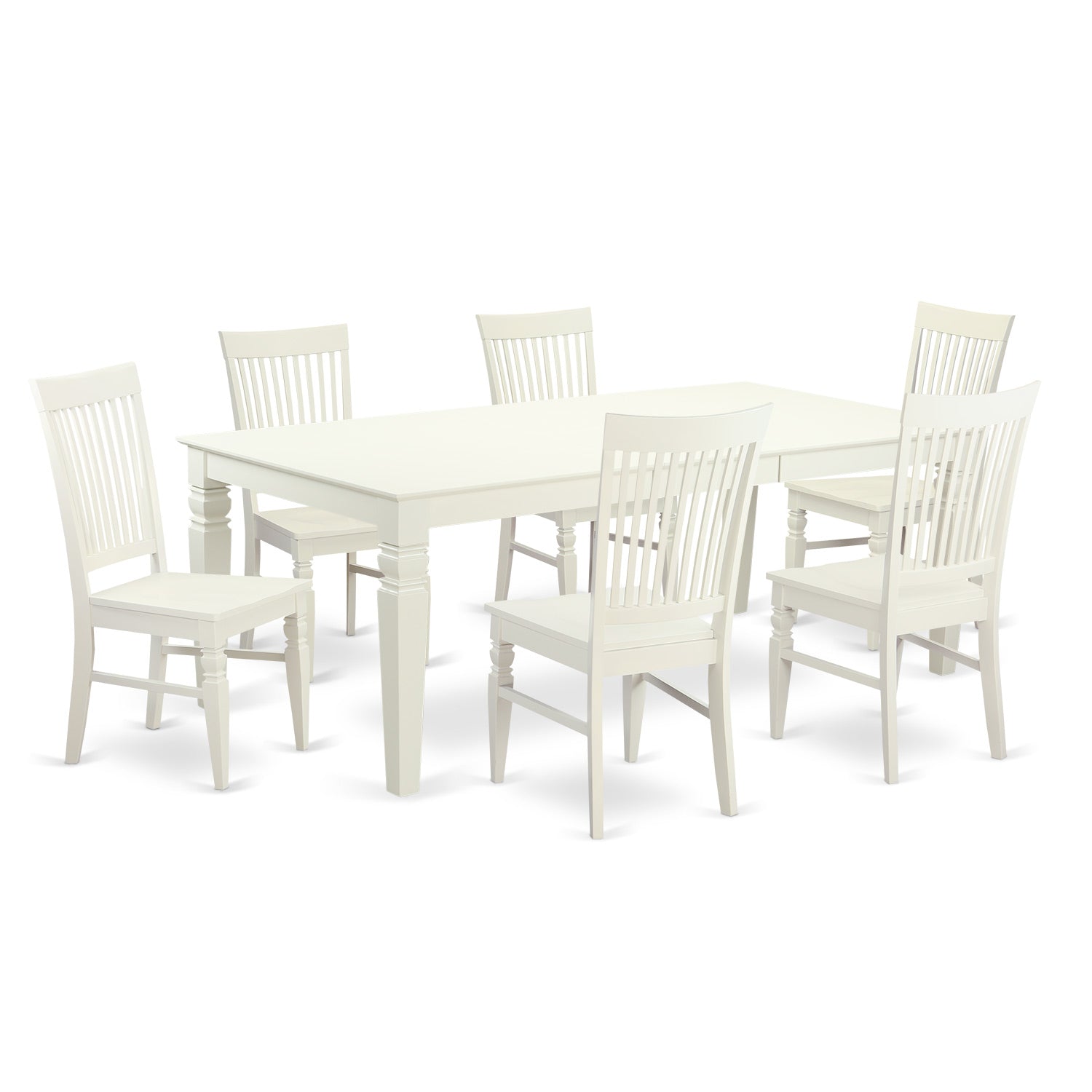 LGWE7-LWH-W 7 PC Dining room set with a Table and 6 Dining Chairs in Linen White