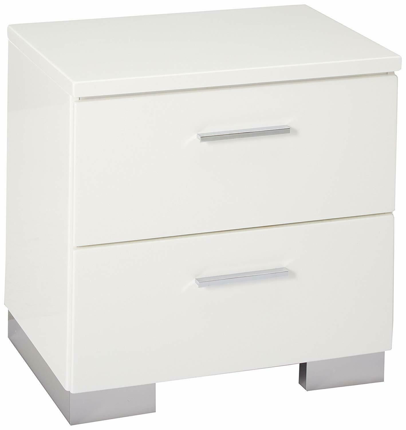 Coaster Modern Felicity 2-drawer Nightstand Night Stand Glossy White 203502