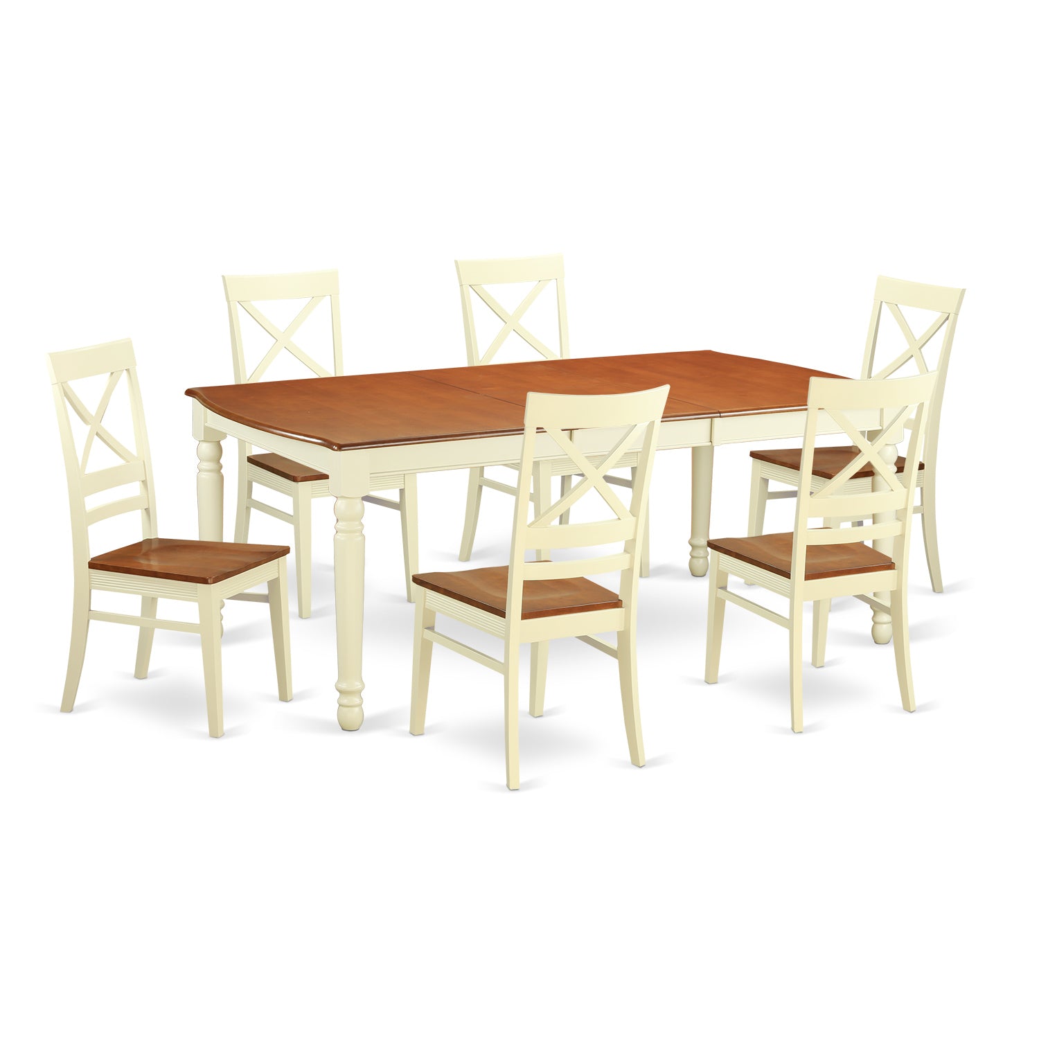 DOQU7-WHI-W 7 PC Table set -Kitchen dinette Table and 6 Dining Chairs