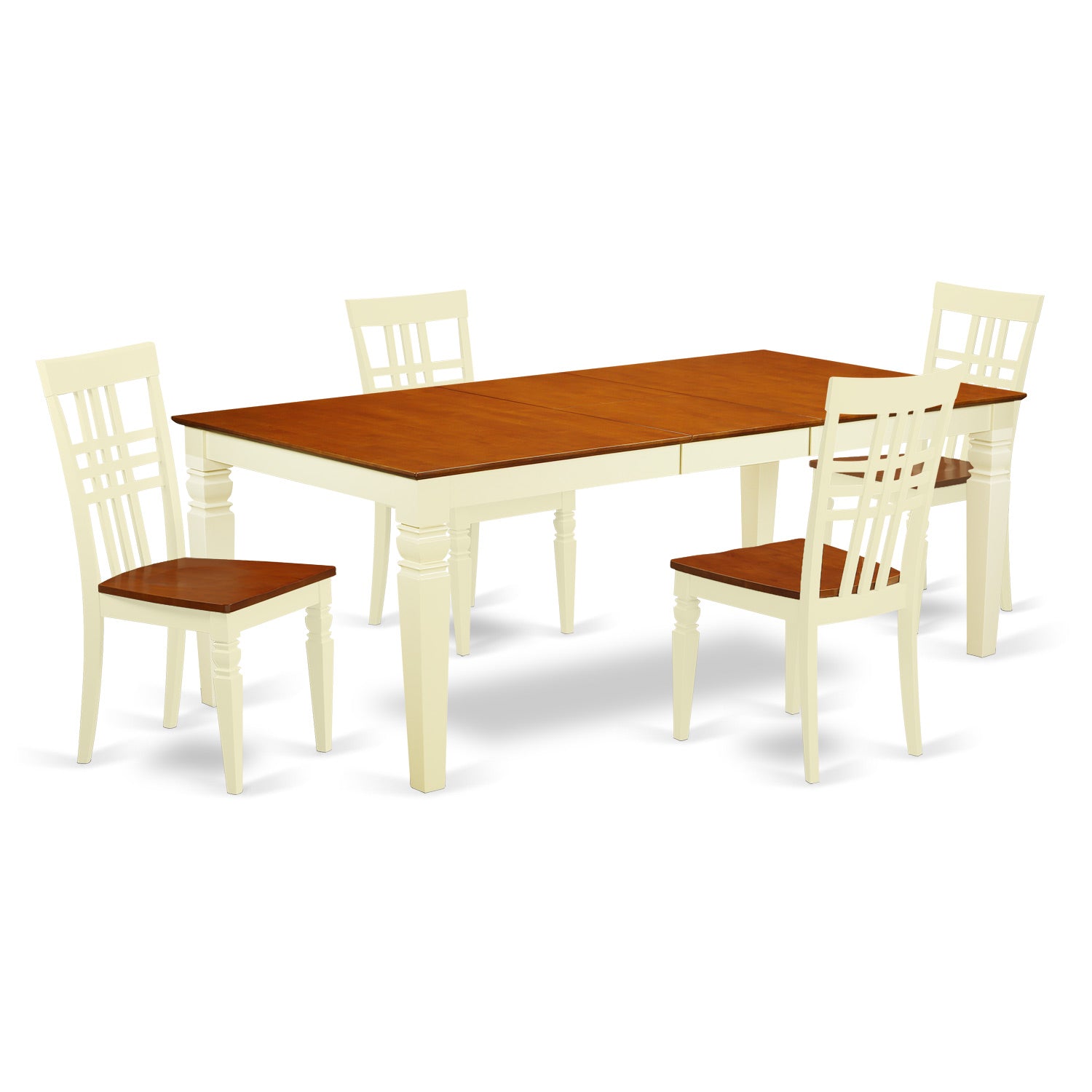 LGLG5-BMK-W 5 PcKitchen dinette set with a Dining Table and 4 Kitchen Chairs in Buttermilk and Cherry