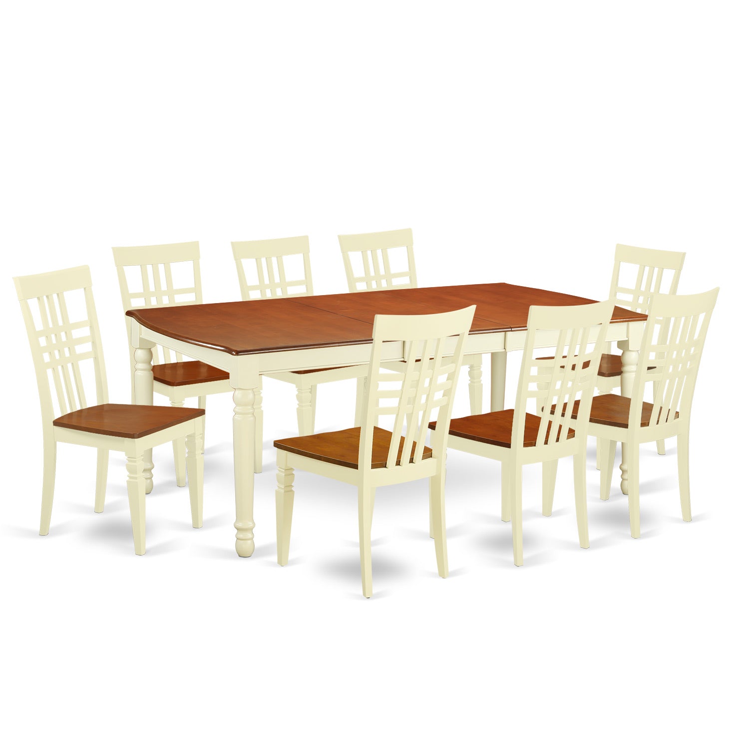 DOLG9-BMK-W 9 Pc Kitchen Table set with a Table and 8 Dining Chairs in Buttermilk and Cherry