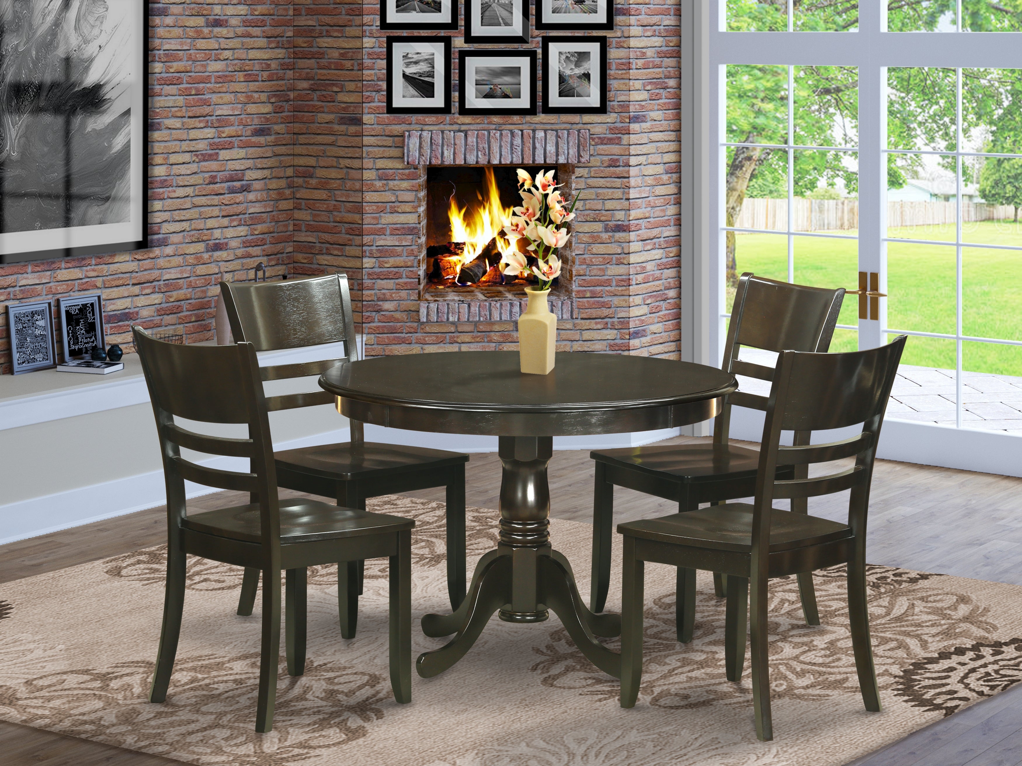 HLLY5-CAP-W 5 PC small Kitchen Table and Chairs set-Dining Table and 4 dinette Chairs