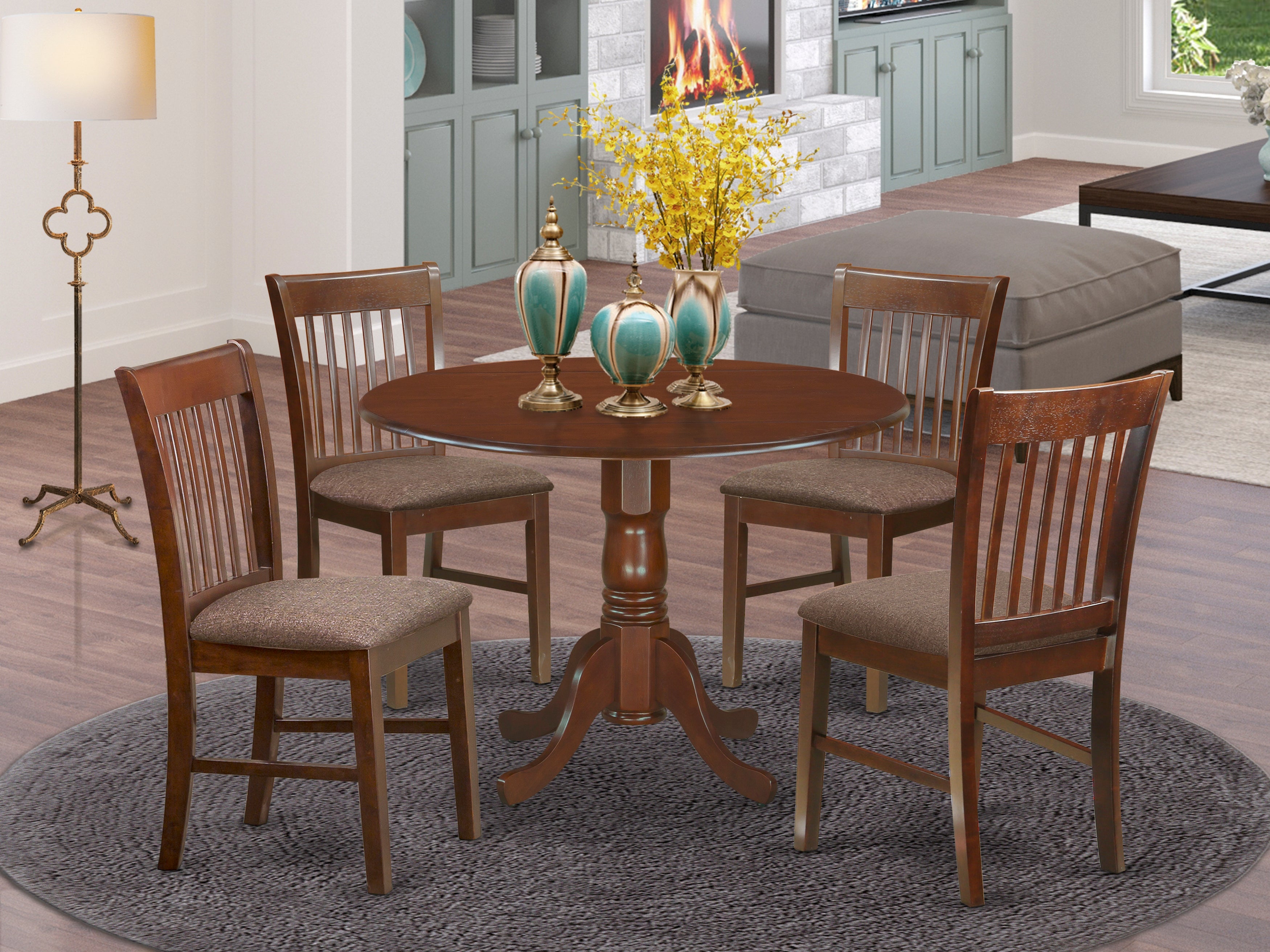 DLNO5-MAH-C 5 Pc small Kitchen Table set-round Table and dinette Chairs
