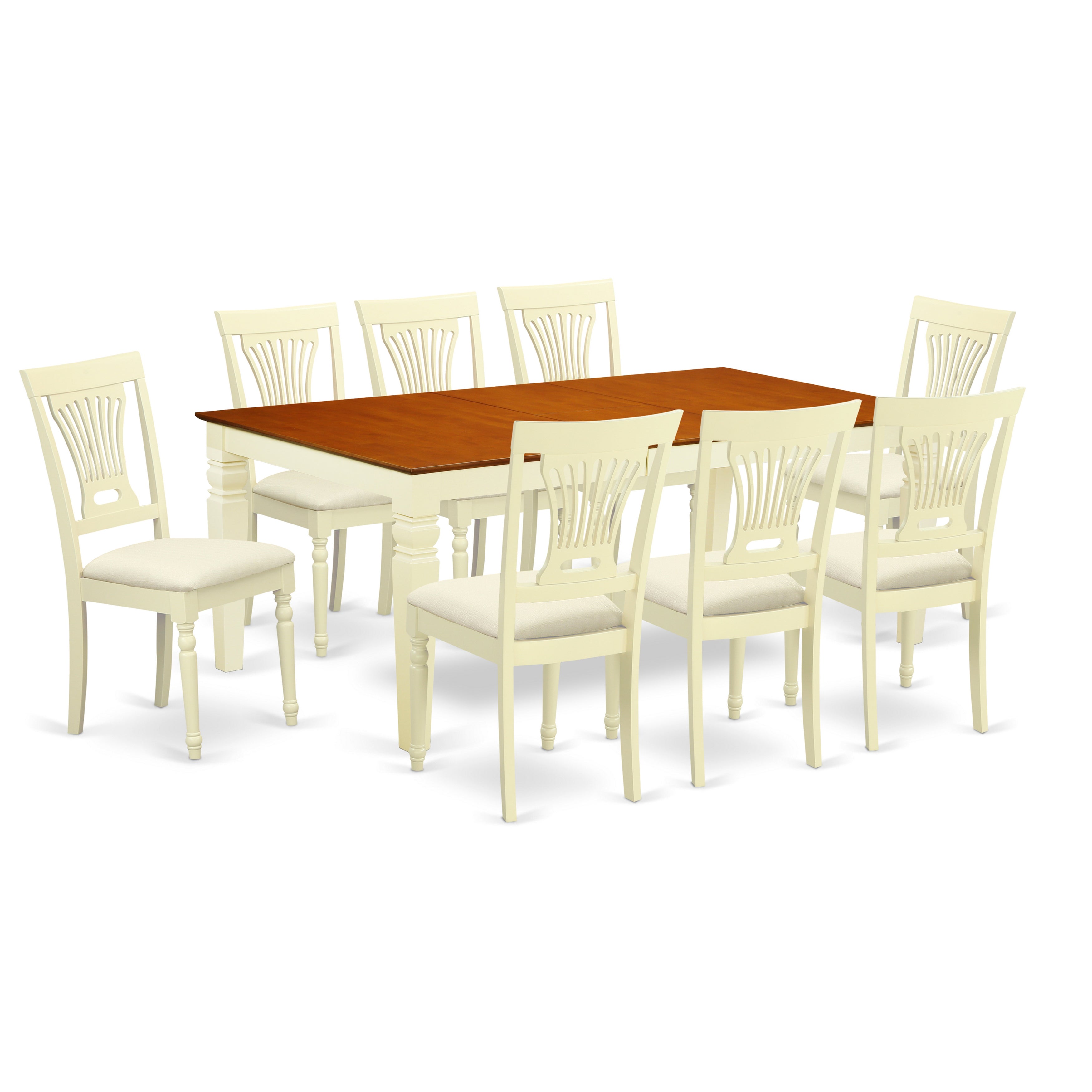 LGPL9-BMK-C 9 PcKitchen Tables and chair set with a Dining Table and 8 Kitchen Chairs in Buttermilk and Cherry