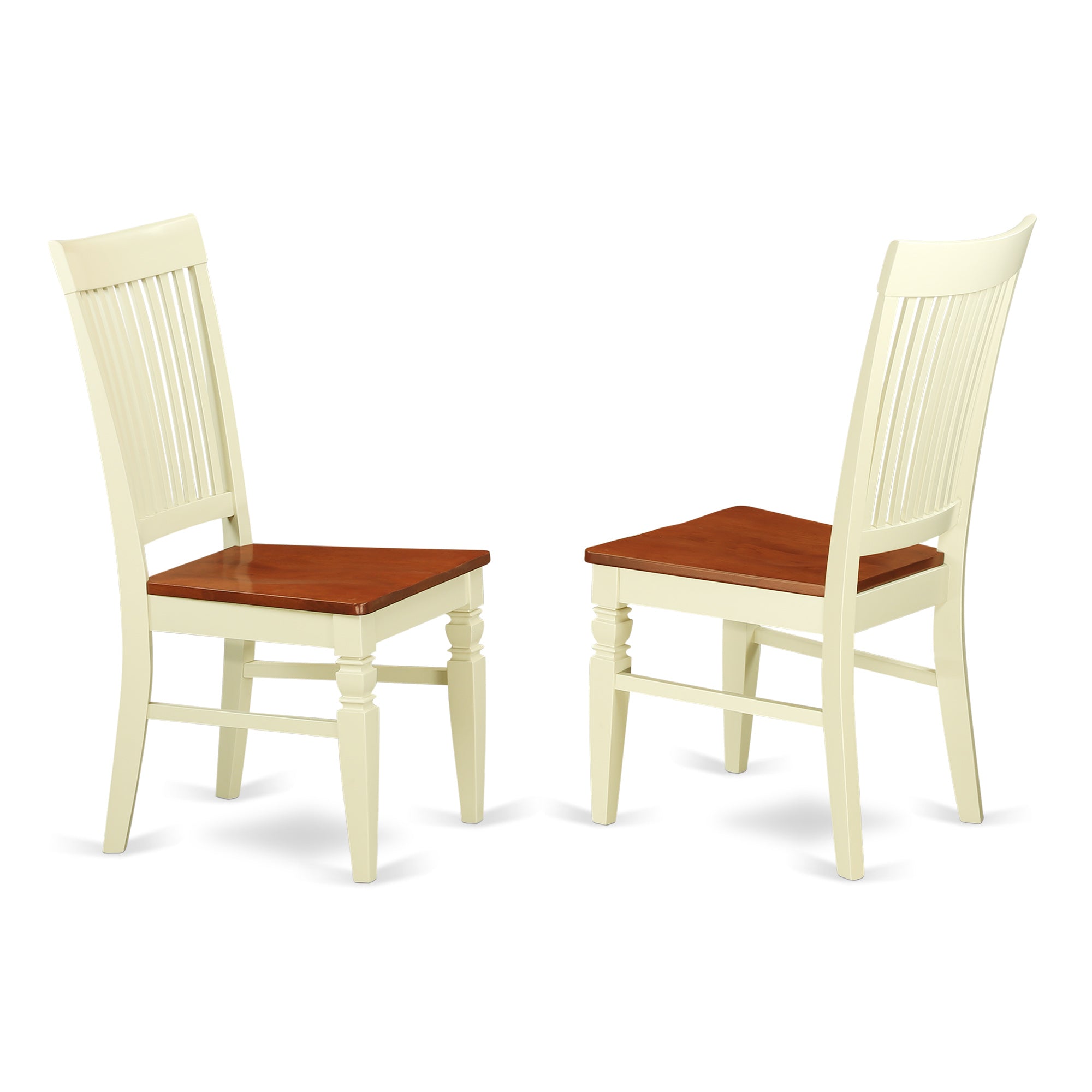 HLWE3-BMK-W 3 Pc Kitchen table set with a Kitchen Table and 2 Wood Seat Dining Chairs in Buttermilk and Cherry