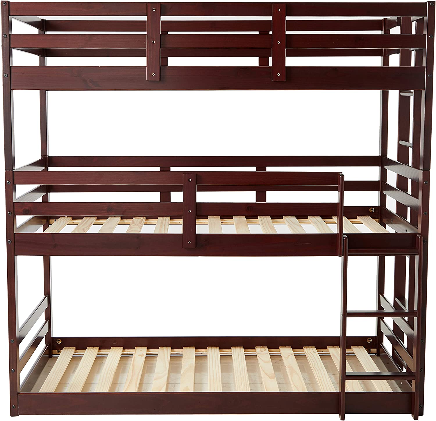 DONCO Kids Triple Bunk Bed, Twin/Twin/Twin, Dark Cappuccino