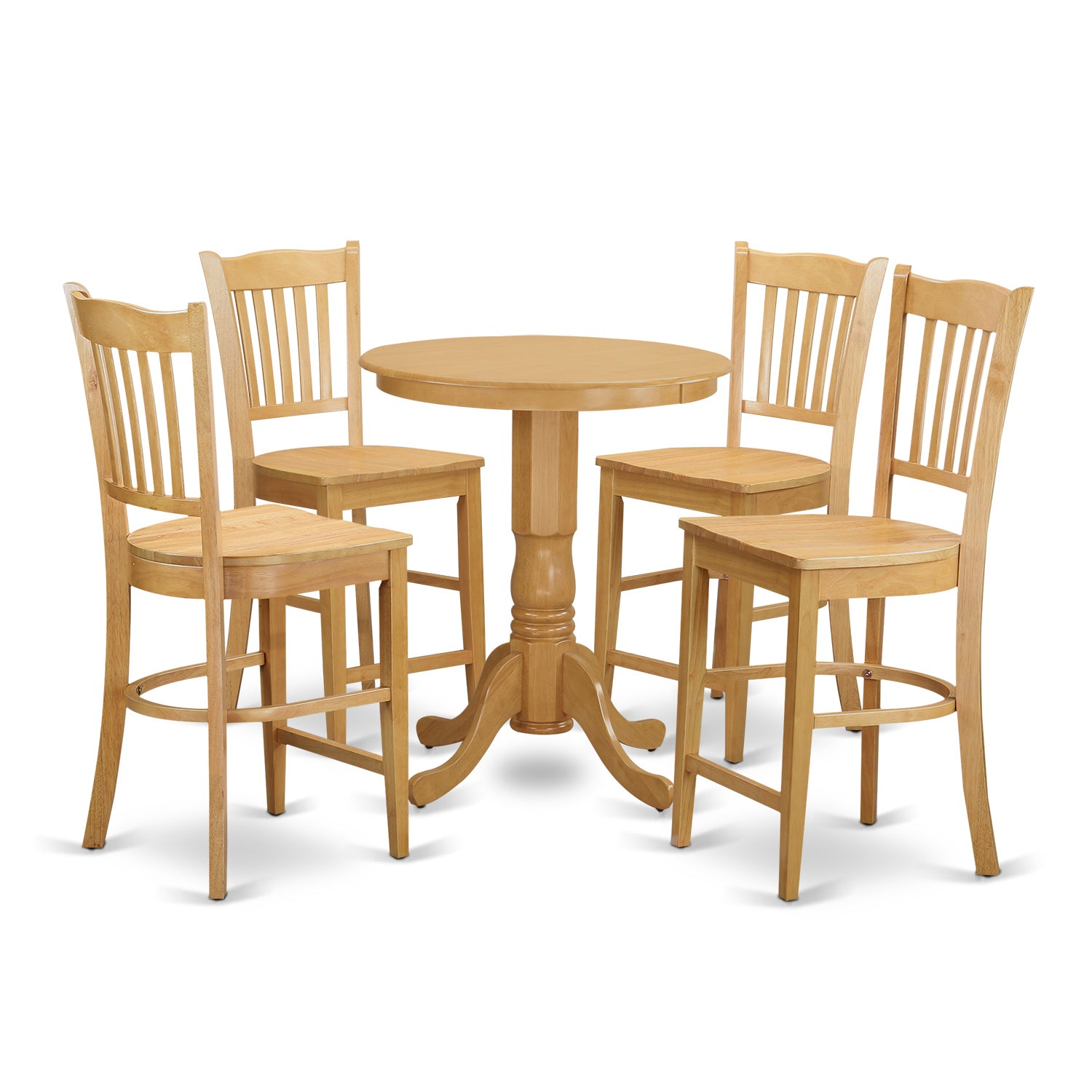 EDGR5-OAK-W 5 Pcpub Table set - Small Kitchen Table and 4 counter height Dining chair.