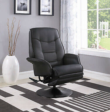 Coaster Swivel Recliner With Leatherette Flared Arm Black 7501