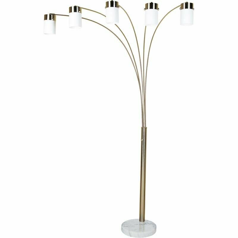 5 Arm 83" Steel Arch Floor Lamp in Brushed Nickel Color