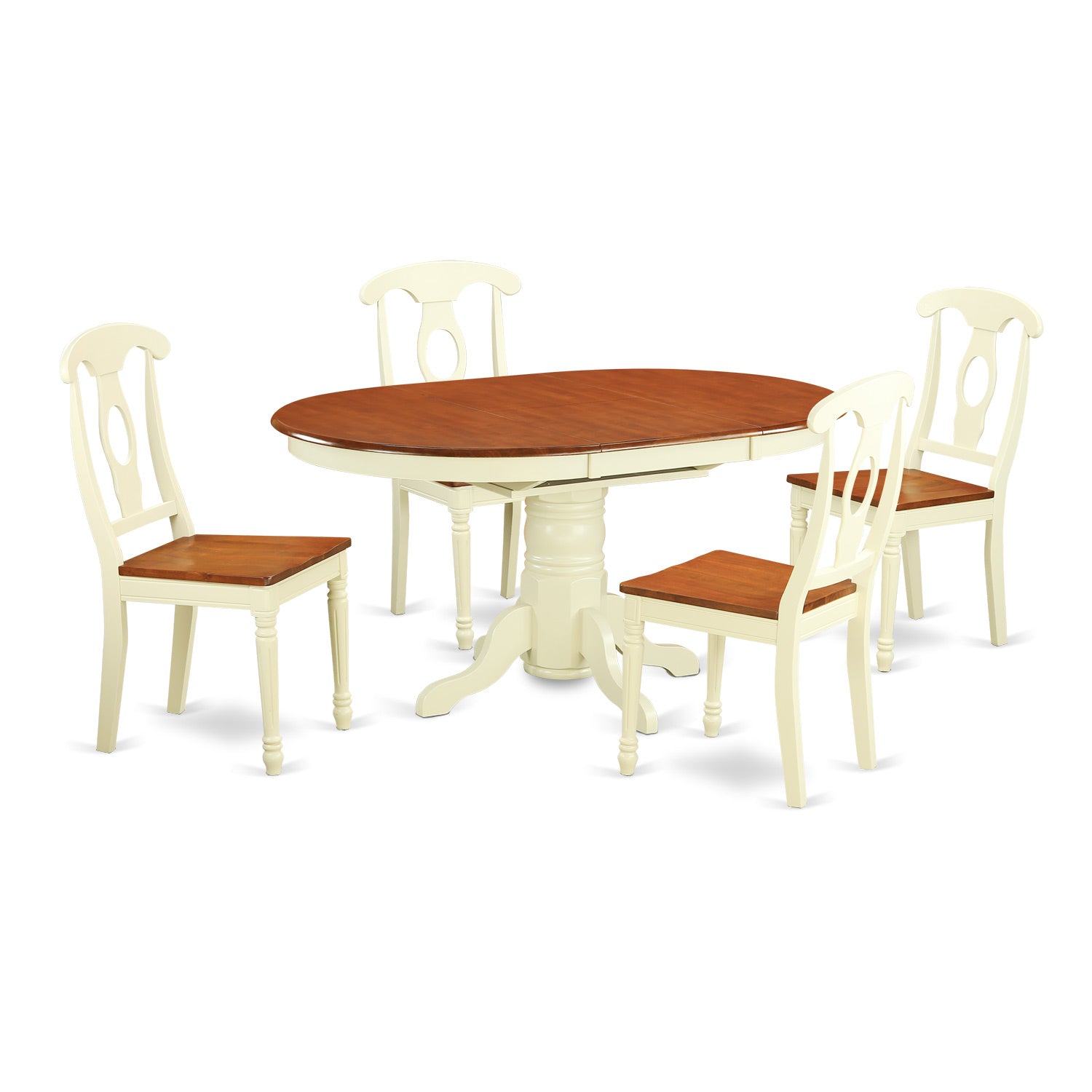 KENL5-WHI-W 5 PC Dining room set-Oval Dining Table and 4 Dining Chairs