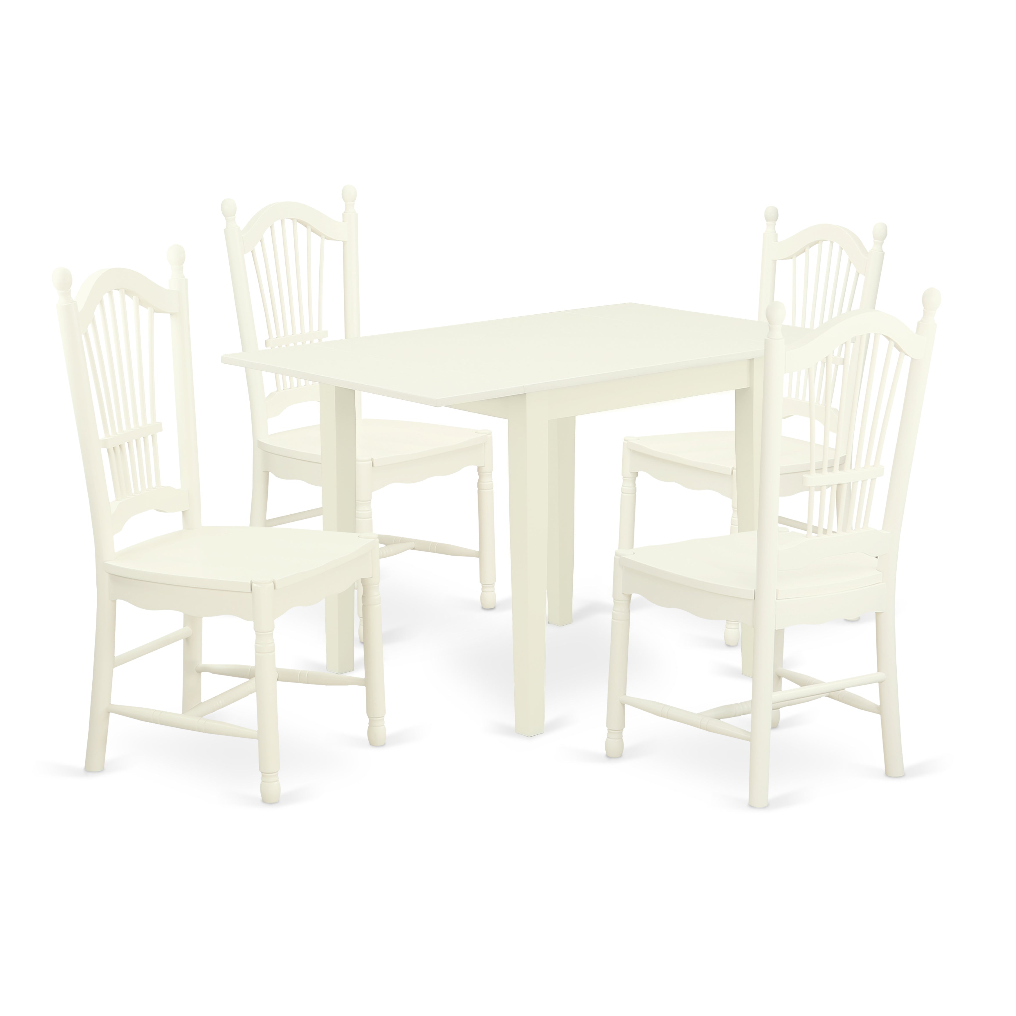 East West Furniture NDDO5-LWH-W Modern Dining Table Set 5 Pcs- 4 Amazing Dining Room Chairs and a Stunning Wood Dining Table - Linen White Finish Hardwood Chair Seat - Linen White Finish Solid Wood Frame.