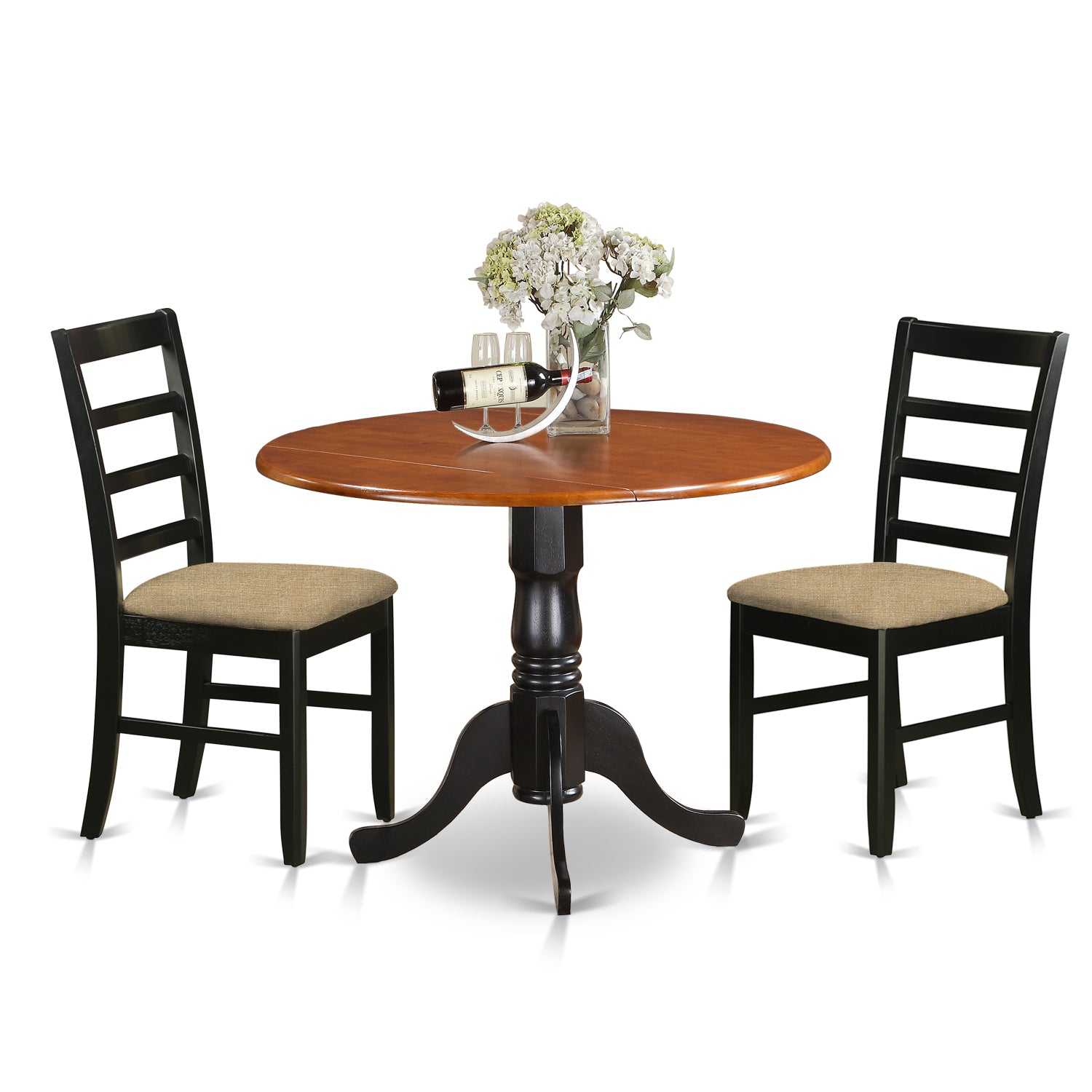 DLPF3-BCH-C 3 PC Kitchen Table set-Dining Table and 2 Microfiber Kitchen Chairs