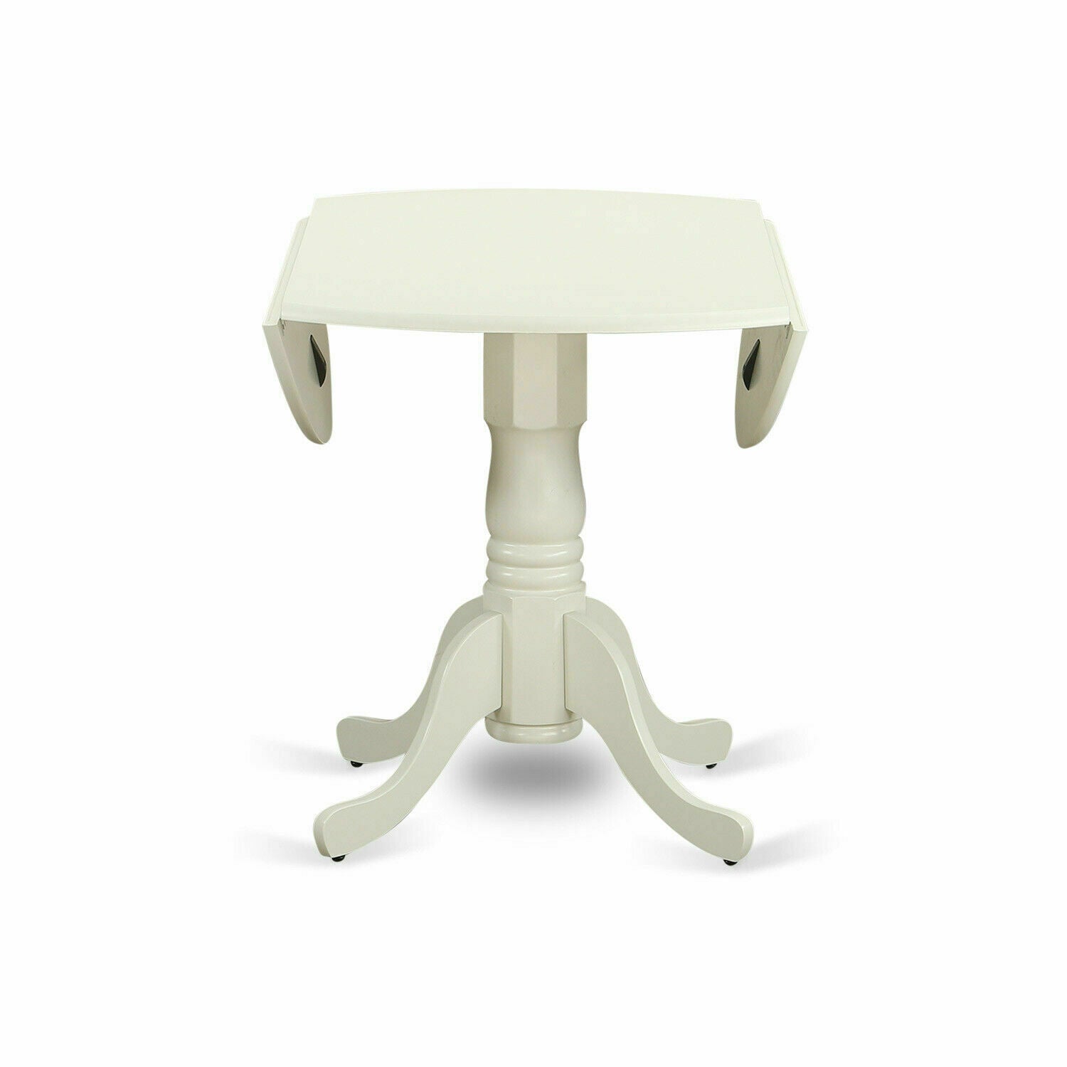 Dublin Drop-leaf 42" Round Pedestal Kitchen Dining Table Off White DLT-WHI-TP