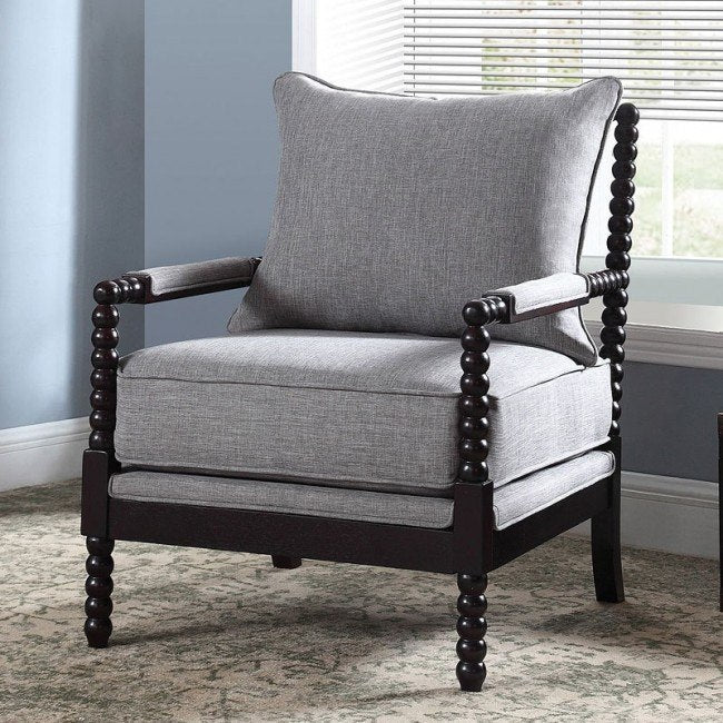 Coaster Cushion Back Accent Chair Grey and Black