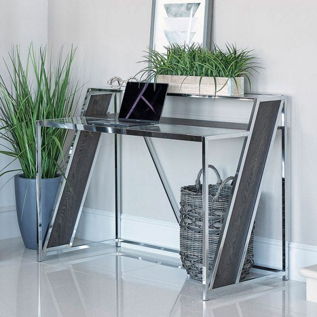 Alamosa Glass Top Home Office Writing Desk Chrome