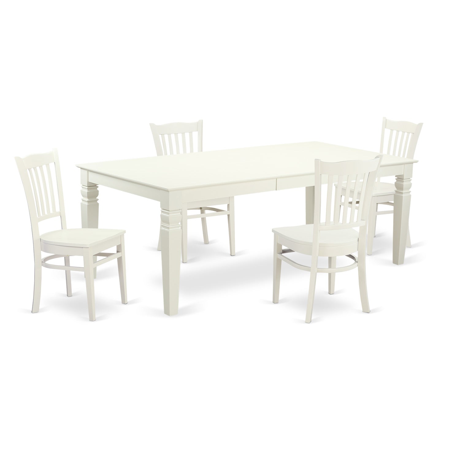 LGGR5-LWH-W 5 Pc Kitchen Table set with a Table and 4 Dining Chairs in Linen White