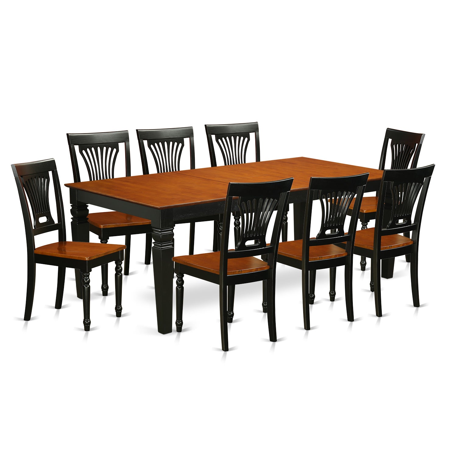 LGPL9-BCH-W 9 PC Table and chair set with a Table and 8 Dining Chairs in Black and Cherry
