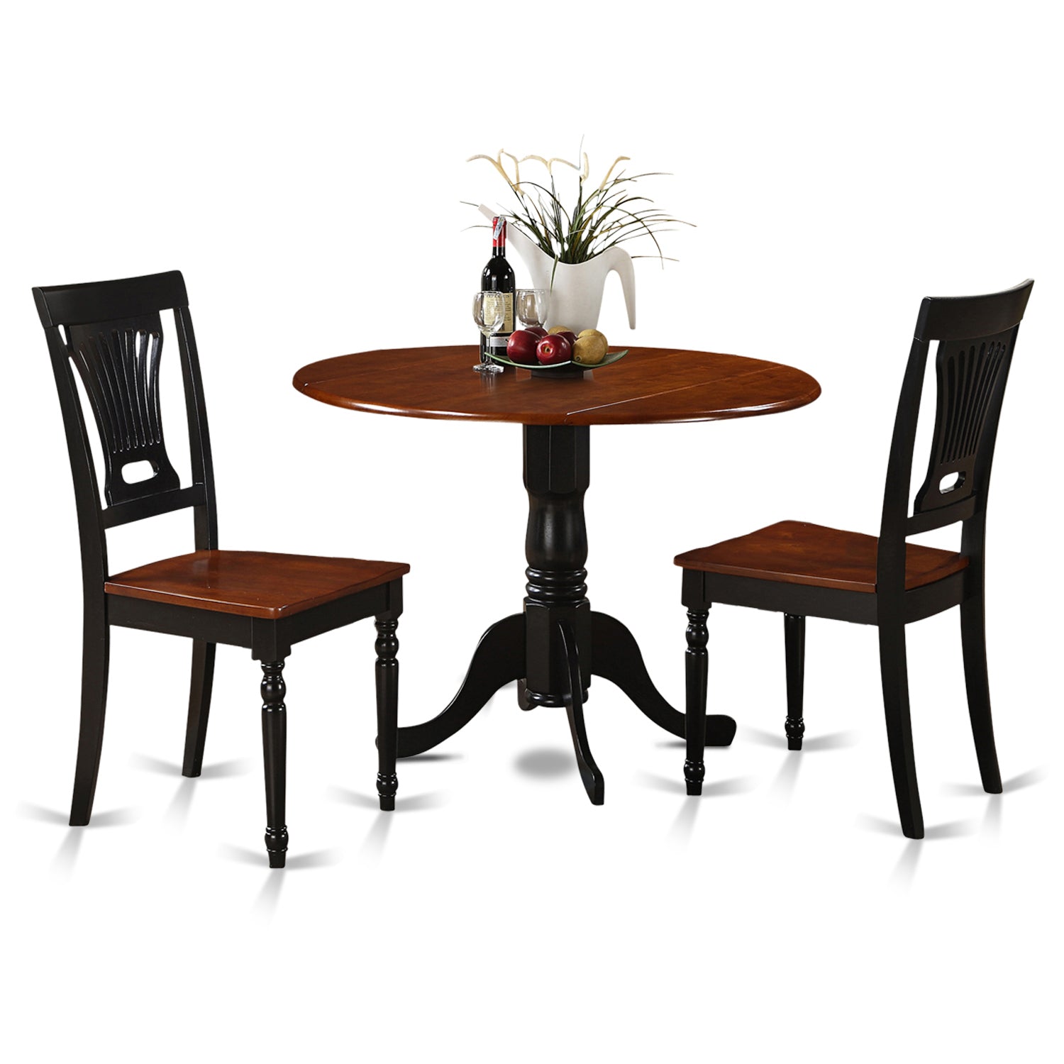 DLPL3-BCH-W 3 Pc small Kitchen Table and Chairs set-round Table and 2 dinette Chairs.