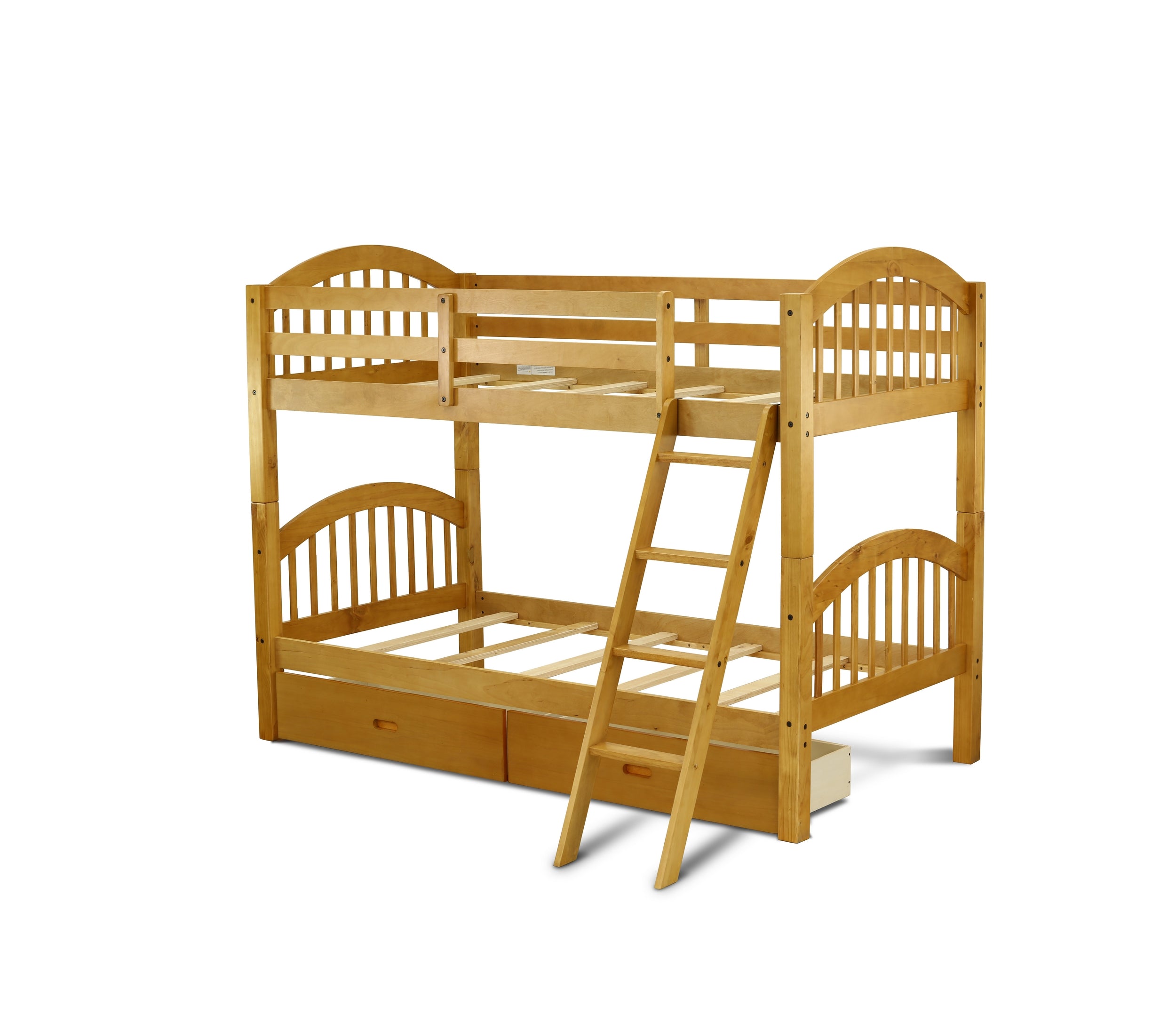 East West Furniture Verona Twin Bunk Bed in Natural Oak Finish with Under Drawer