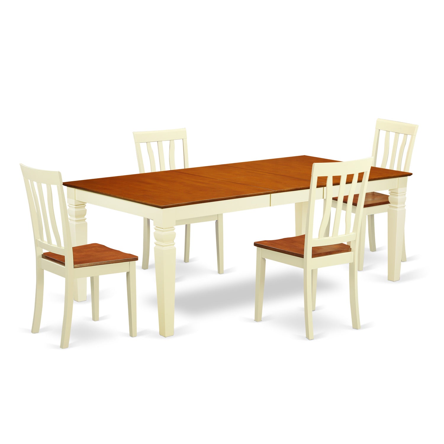 LGAN5-BMK-W 5 Pc Table set with a Dining Table and 4 Dining Chairs in Buttermilk and Cherry